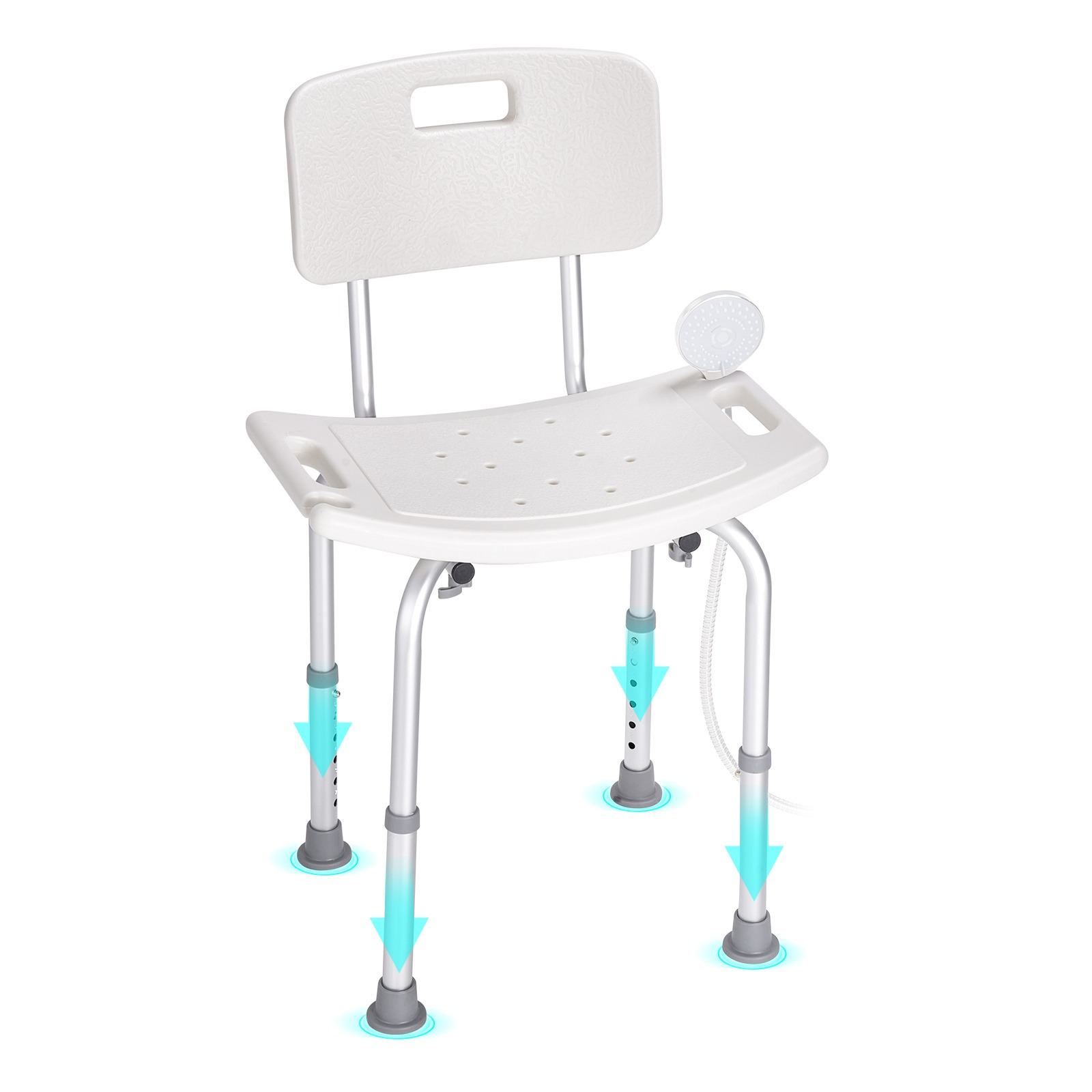 TEMU Silla de ducha VEVOR, asiento de ducha con respaldo, taburete de ducha ajustable, silla de baño para ducha interior, de baño antideslizante para