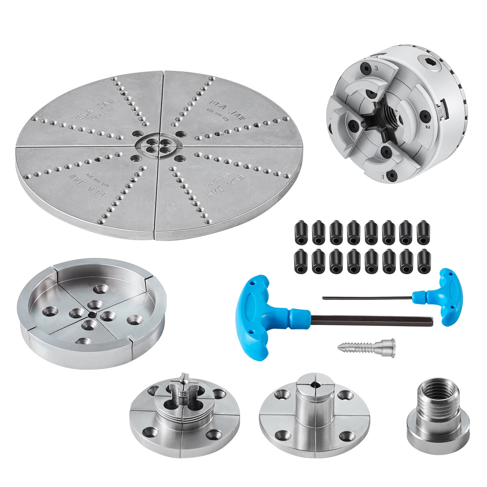 Image of Vevor Kp965 Lathe , 4-jaw 3.75" Diameter, Metal Lathe Turning Machine Accessories With 5 Sets Of Jaws, Tool, Machining, Grinding Machines, Milling Machines