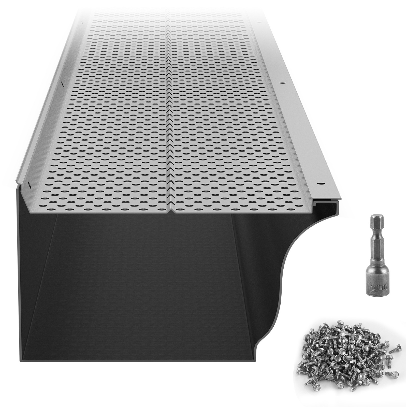 Image of 6-inch Wide Gutter Guard, 208 Feet Long Mesh Cover, Leaf Protection
