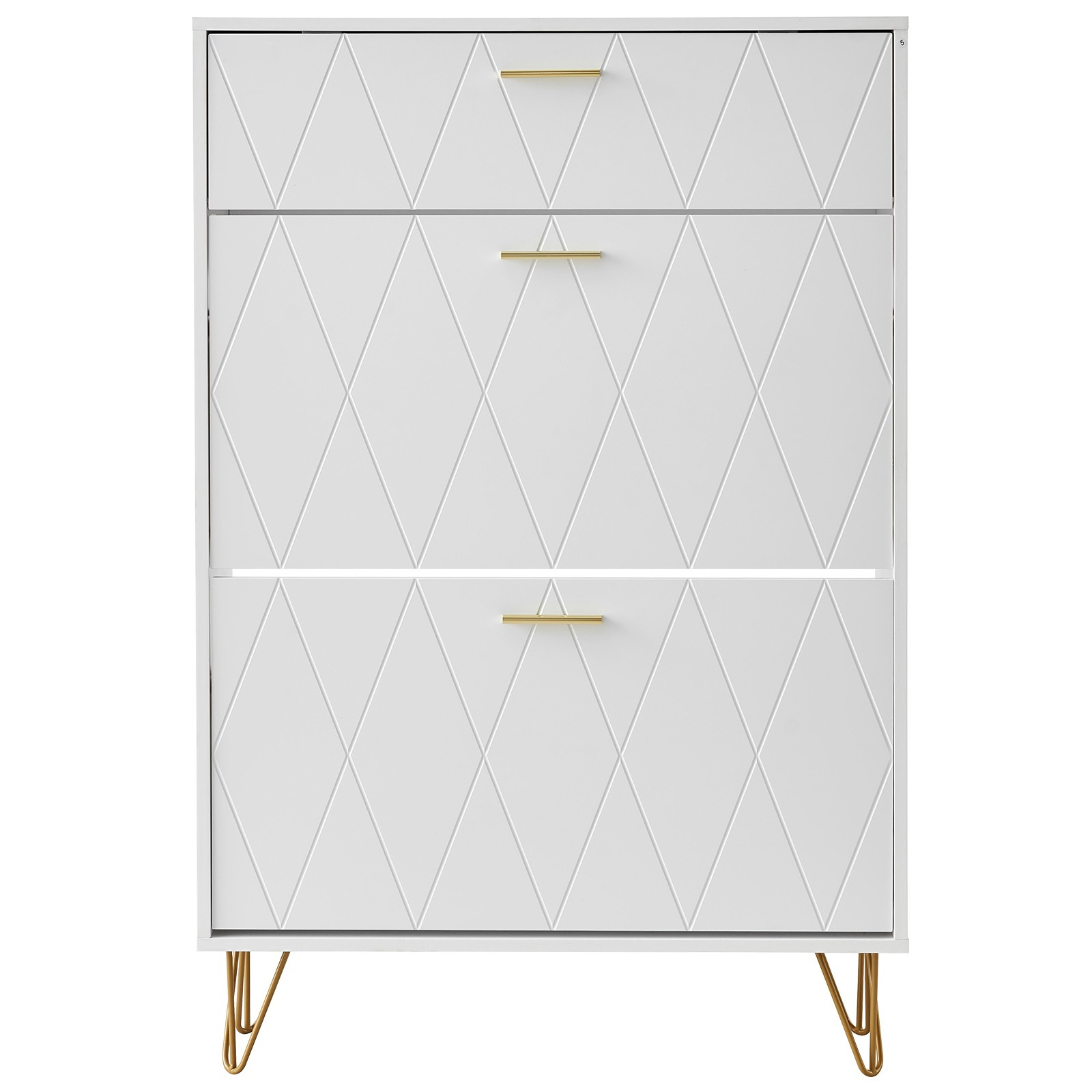 Image of Vevor Shoe Cabinet With 3 Flip Drawers, Shoe Storage Cabinet For Entryway, Free Standing Shoe Storage Organizer For Heels, Boots, Slippers In Hallway, Living Room