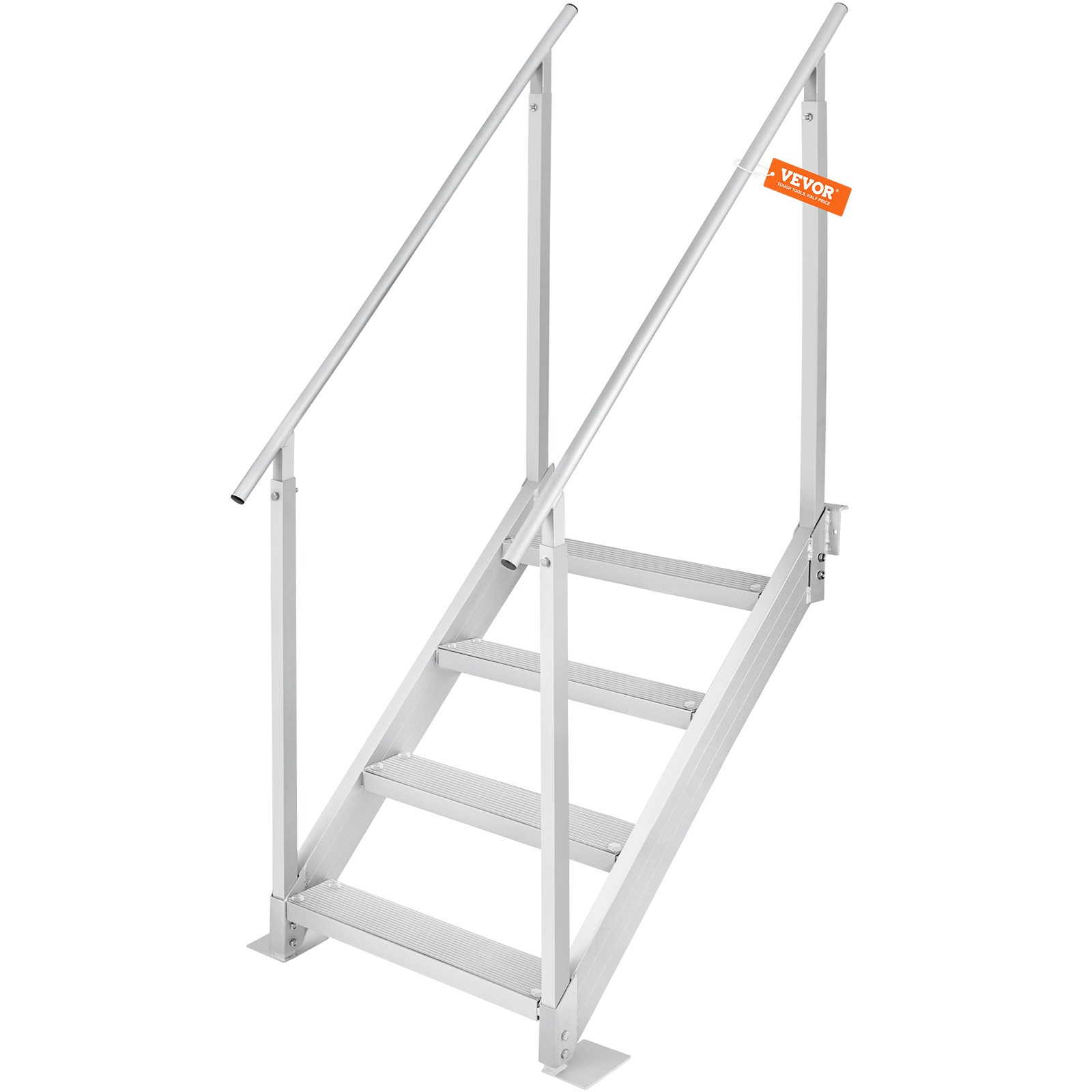 Vevor Dock Ladder 4 Step, Dock Stairs 30''-38'' Adjustable Height, 227 Kgs Load Capacity, Aluminum Pontoon Boat Ladder With Dual Handrails & Nonslip Rubber Mat /lake/pool/marine Boarding