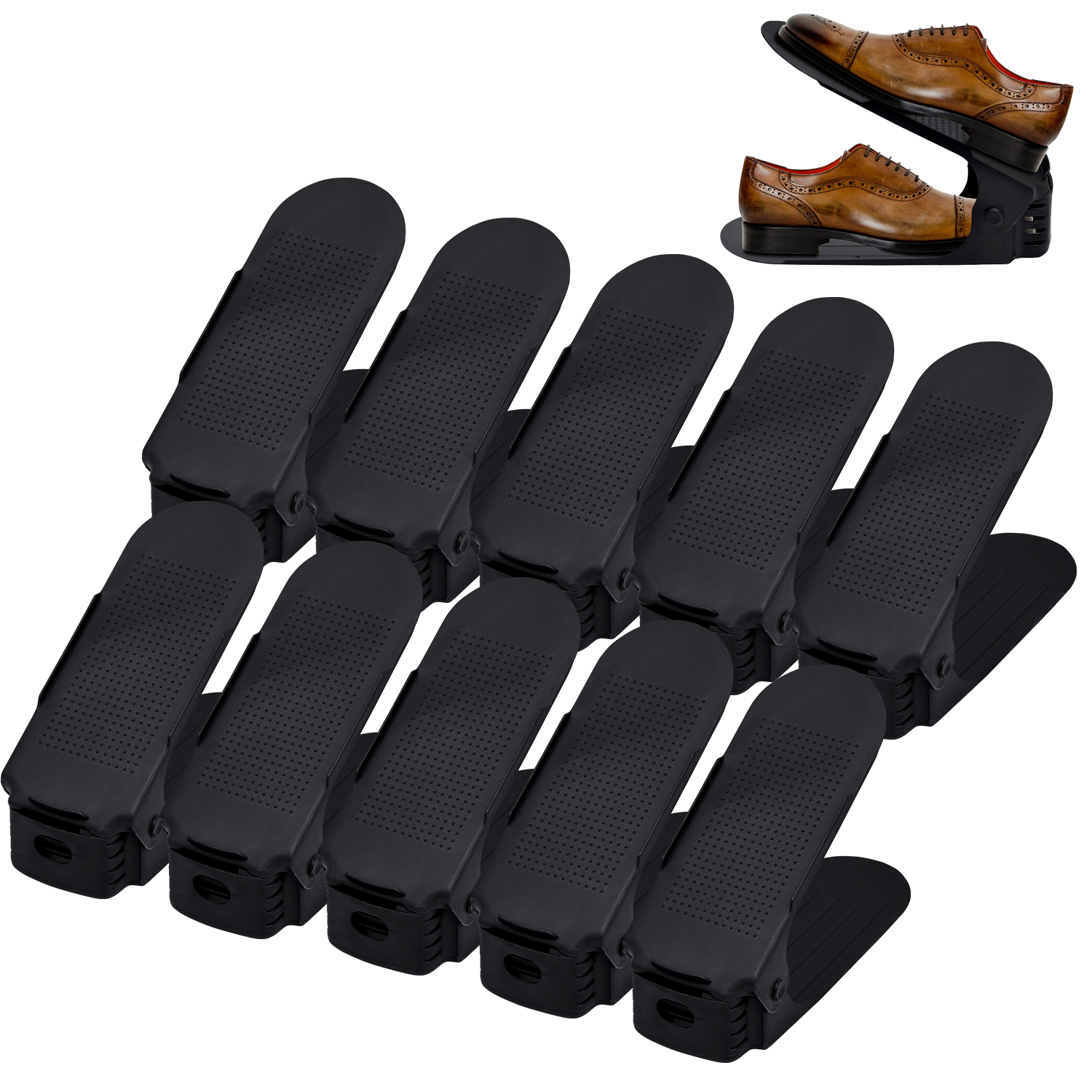 TEMU Shoe Slots Adjustable Shoe Racks Shoe /shoe Holder Set 3 Adjustable Space-saving Non-slip Plastic