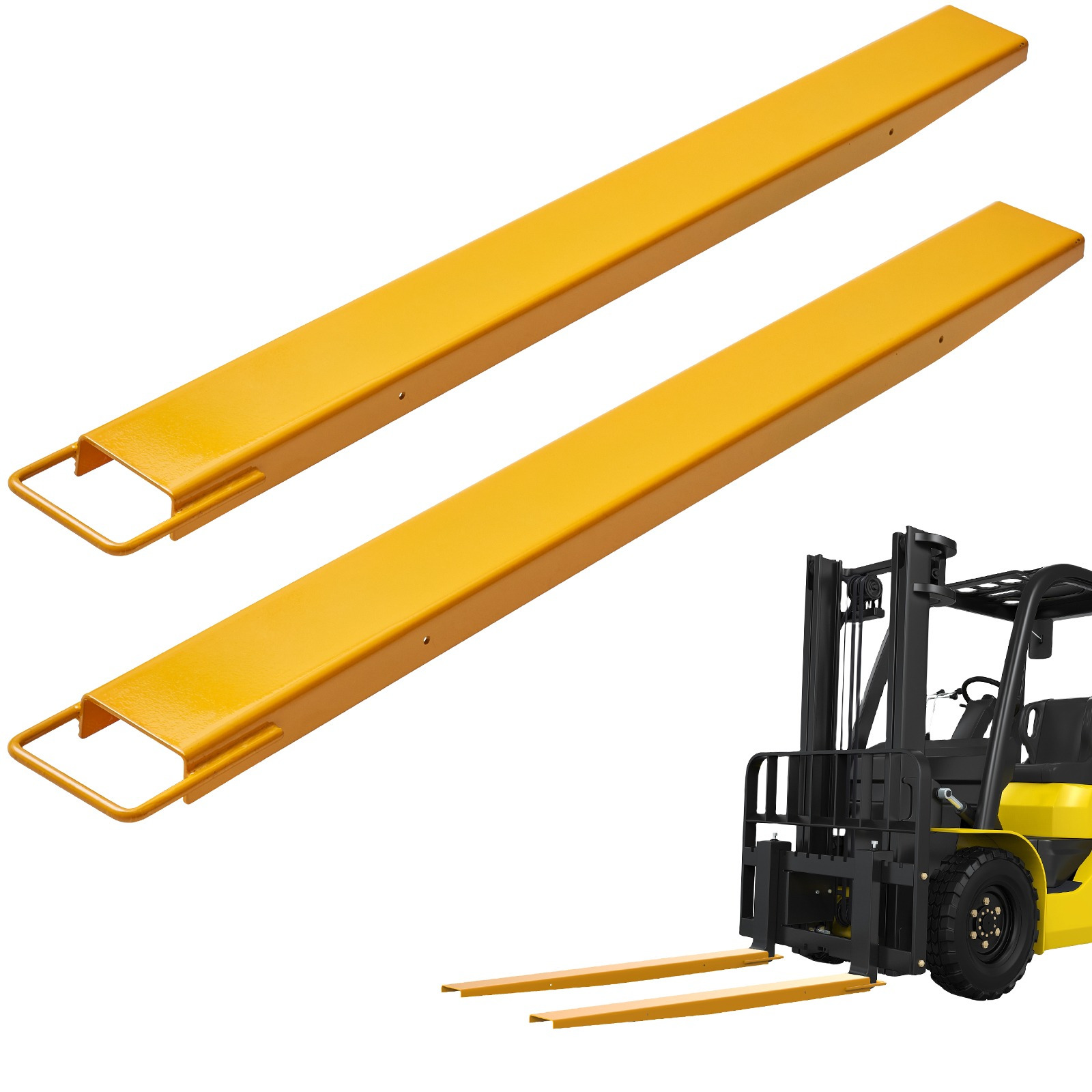 Vevor Pallet Fork Extensions, 60" Length 4.5" Width, Heavy Duty Carbon Steel Fork Extensions For Forklifts, 1 Pair Forklift Extensions, Industrial Forklift Fork Attachments For Forklift Truck, Yellow