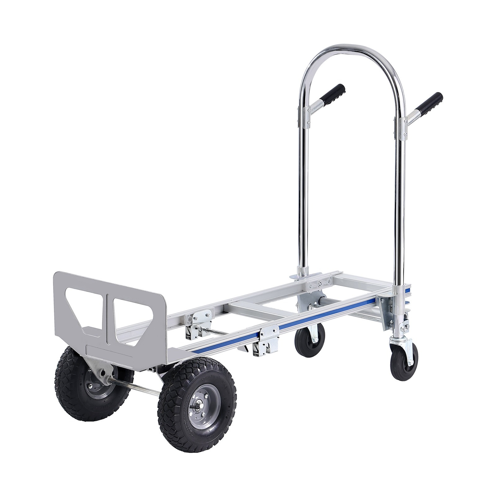 Image of Vevor Aluminum Hand Truck, 2 In 1, 800 Lbs Load Capacity, Heavy Duty Industrial Convertible Folding Hand Truck And Dolly, Utility Cart Truck To Platform Cart With Rubber Wheels