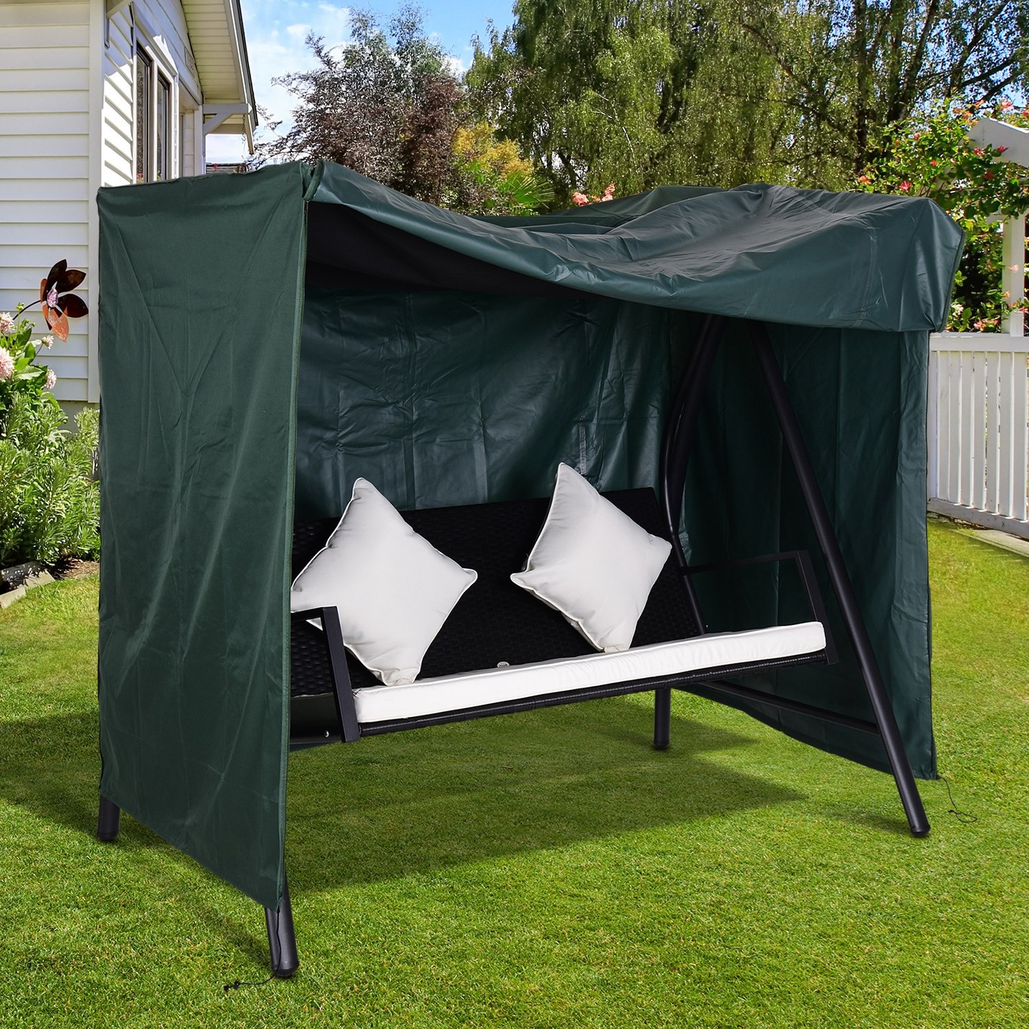 Garden Swing Cover, Swing Protective Cover, Sunshade, Oxford, Green, 177 X 114 X 152 Cm