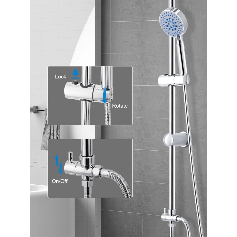 Shower Riser Kit with Twin Head Shower Set and Handheld Shower