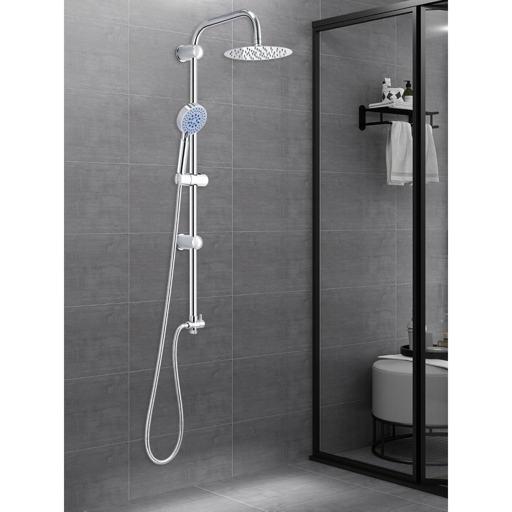 Shower Riser Kit with Twin Head Shower Set and Handheld Shower