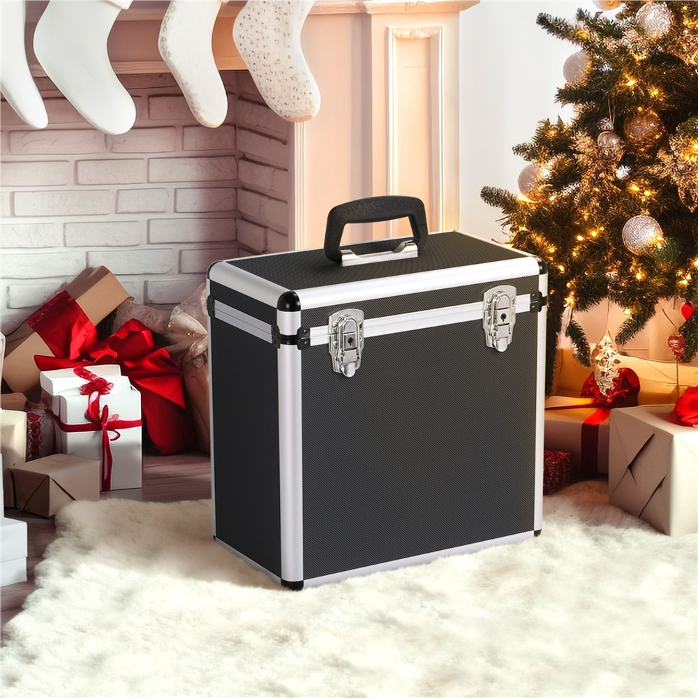 TEMU Costoffs Portable Record Case, Lockable Vinyl Record Storage Box For Lps And Vinyl Records