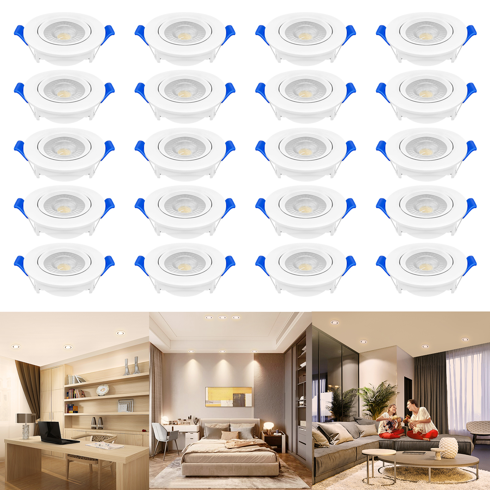 

20x 5w Led Spotlights, Recessed Spotlights, Ceiling Spotlights,ip44 Ceiling Spot, Cold White/warm White, Recessed Spot, Swiveling Recessed Light, Ceiling Recessed Light