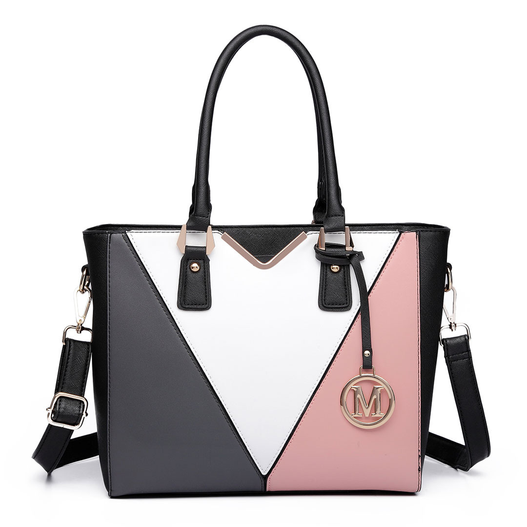 1pcs Of Miss Lulu Fashion Trendy Pu Leather Look Multicolour Tote Bag Women's Shoulder Bag, Handbag