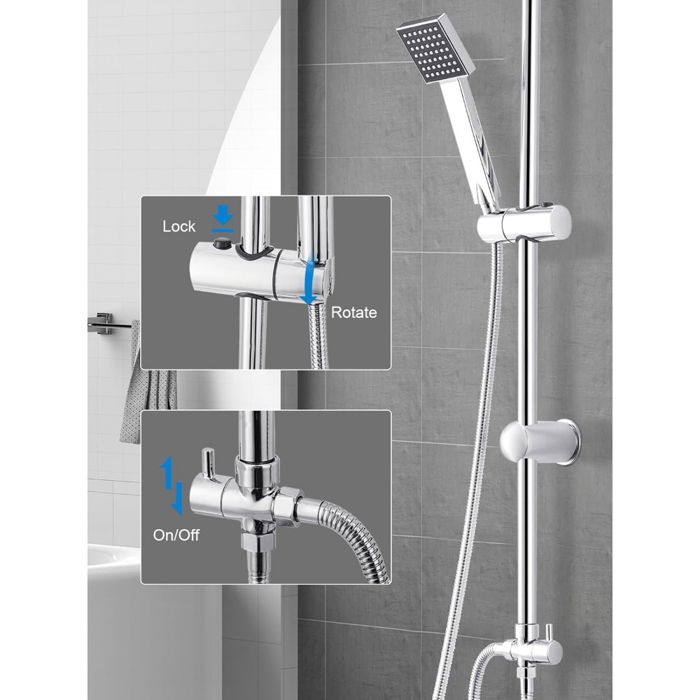 Shower Riser Kit with Twin Head Shower Set and Handheld Shower