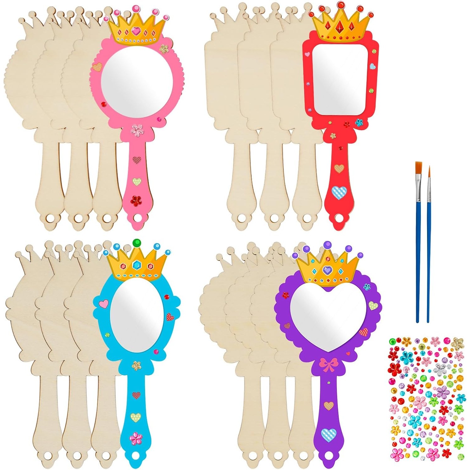 

12 Sets Diy Wooden Mirror Craft Wooden Princess Mirror Crafting Hand Mirror Princess Cosmetic Mirror Compact For Kids Crafts Kids Birthdays And Christmas Gifts