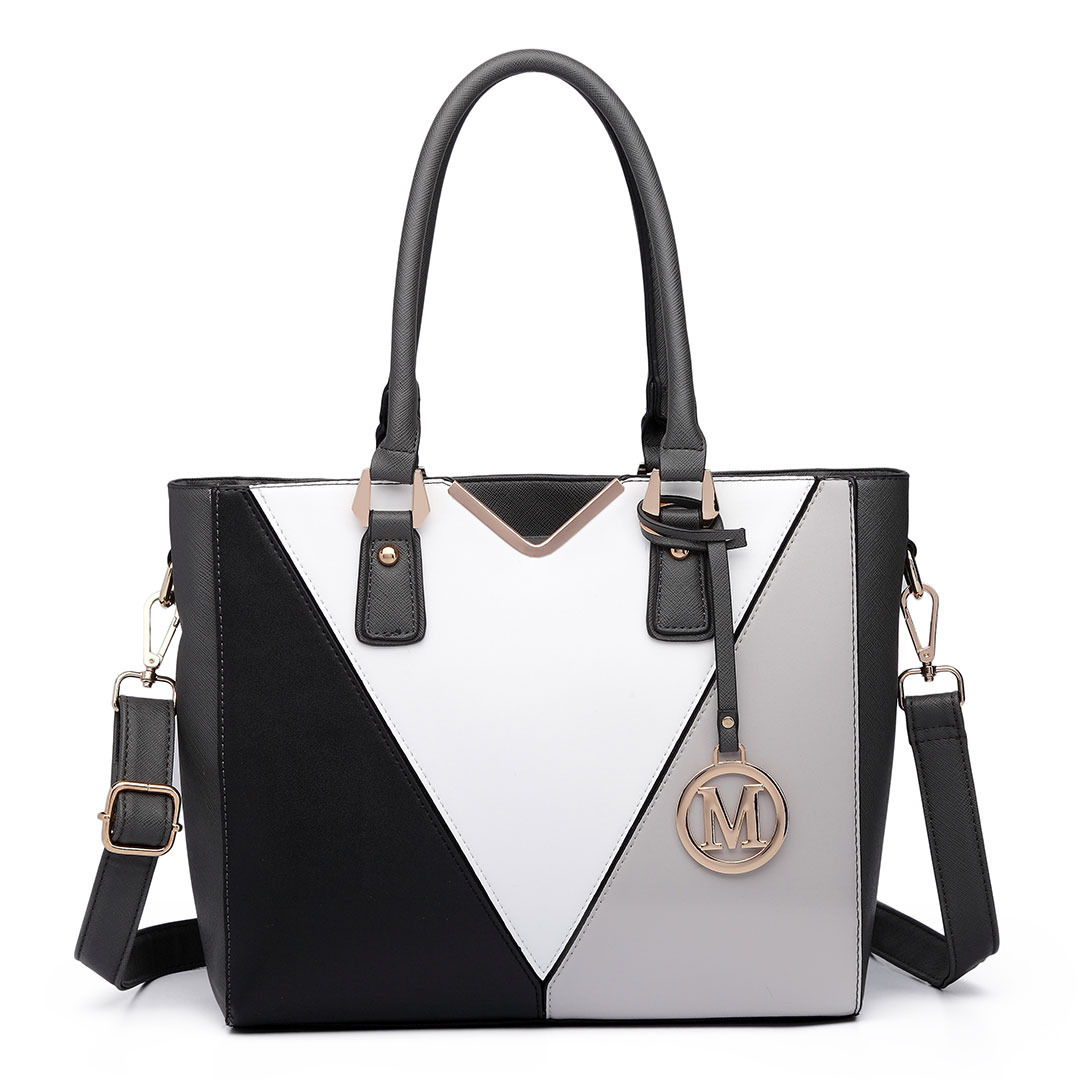 Image of 1pcs Of Miss Lulu Fashion Trendy Pu Leather Look Multicolour Tote Bag Women's Shoulder Bag, Handbag