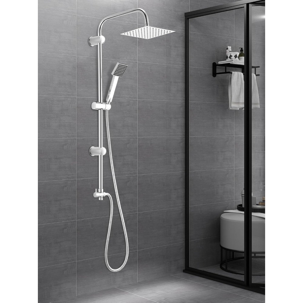 Shower Riser Kit with Twin Head Shower Set and Handheld Shower