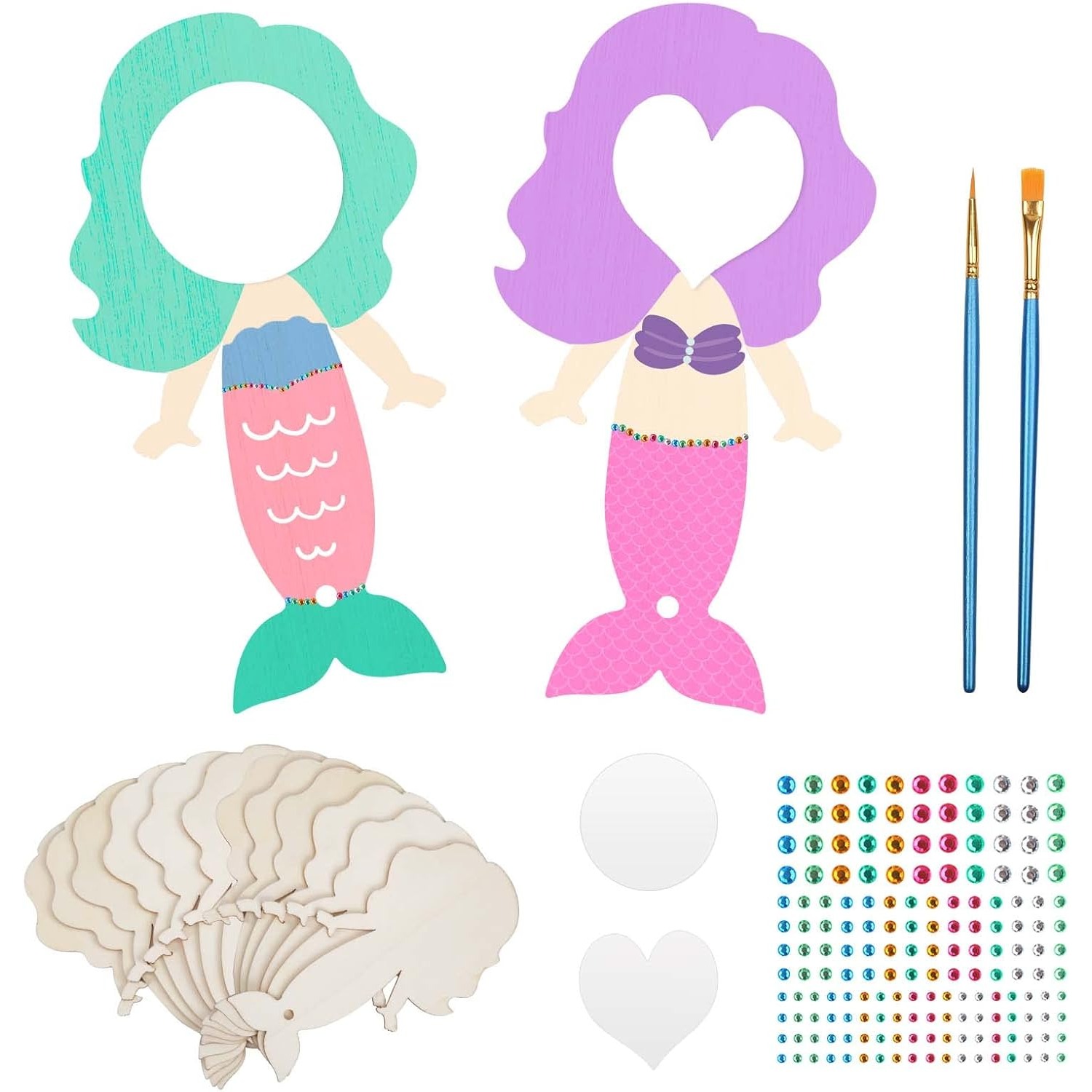 

12 Sets Mermaid Crafts Kids Birthday Wooden Hand Mirror With Handle Kids Mirror Crafts Wooden Mirror Creative Wooden Craft Kits For Kids Girls As Party Favors Birthday Gift