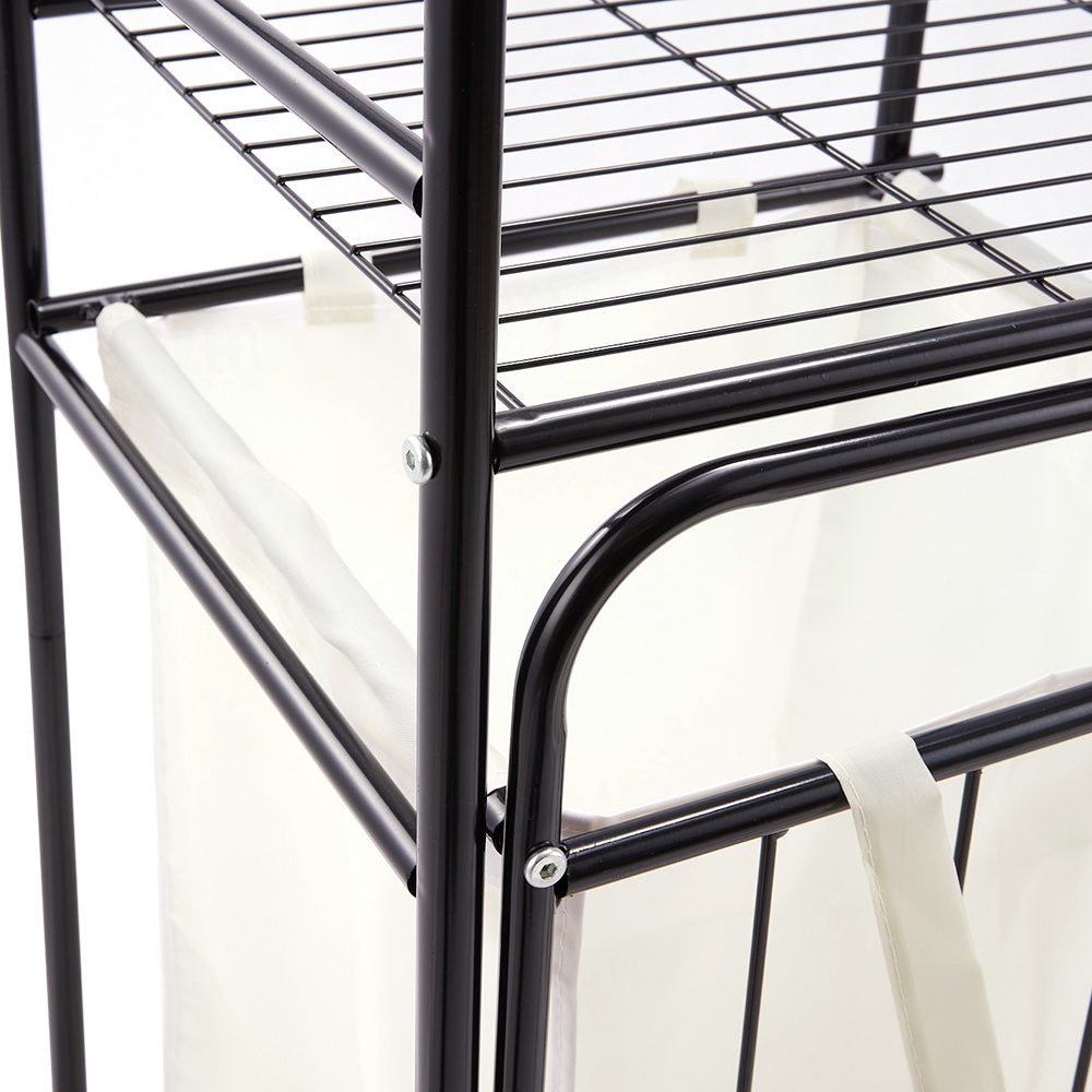 Laundry Hamper with 2 Tier Shelves, Removable Liner Bag