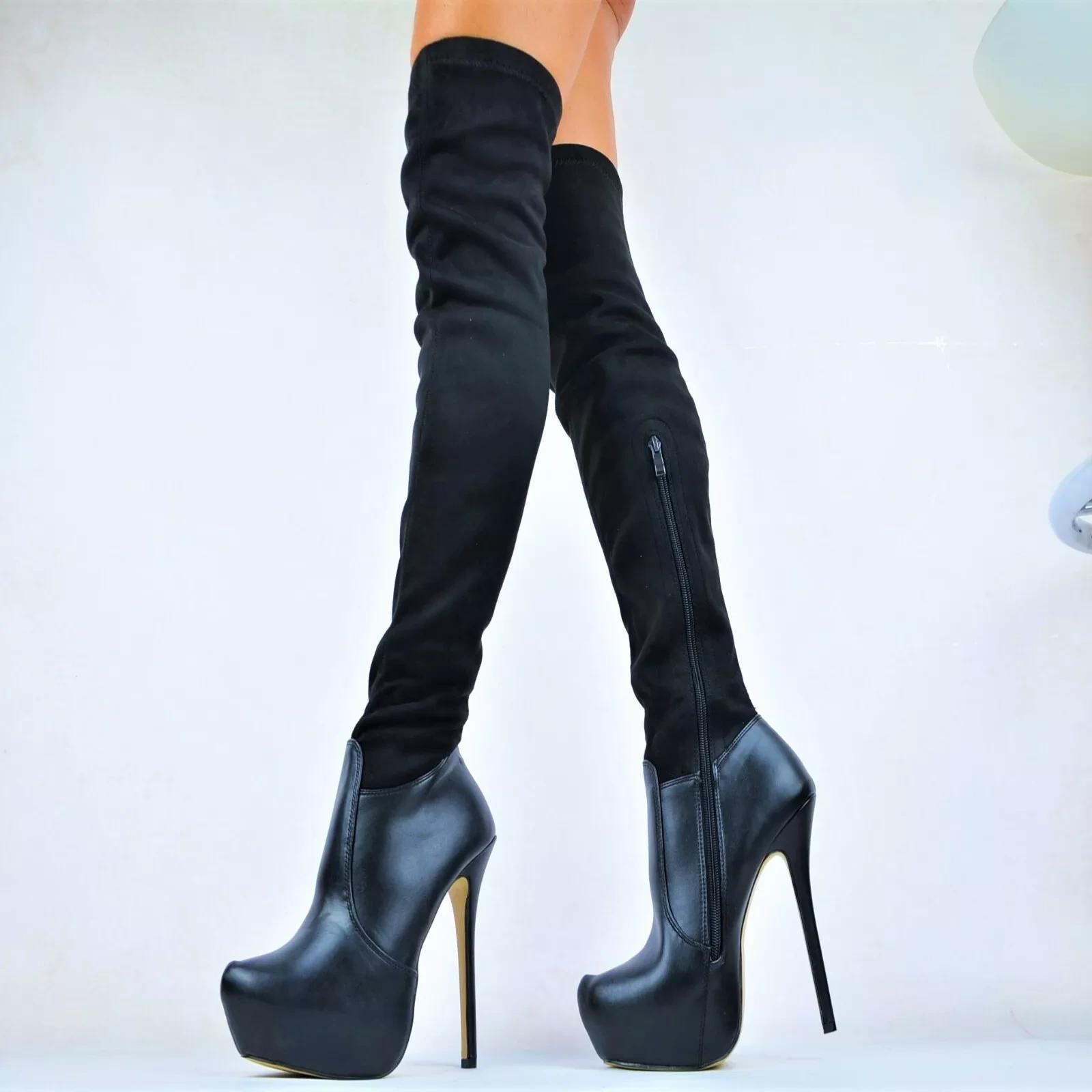 Image of Women's Shoes Boots Heel High Overknee Platform Black