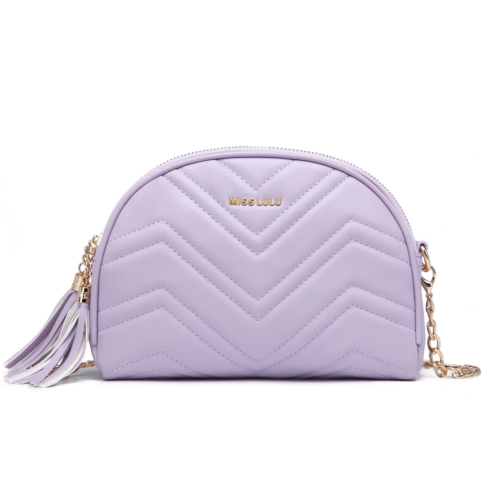 Women's Small Crossbody Bag Shoulder Bags Leather V-shaped Knitted Structure Tassel Decoration With Removable Shoulder Strap, Classic