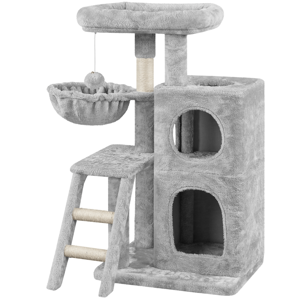 

Yaheetech Cat Tree Height 94 Cm Scratching Post With Viewing Platform & Two-level & Sleeping Nook & Stairs & Hanging Plush Ball