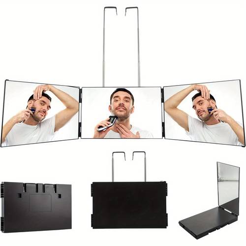 360 mirror cosmetic mirror barber with adjustable height holders 3 way trifold mirror portable for family wife husband use