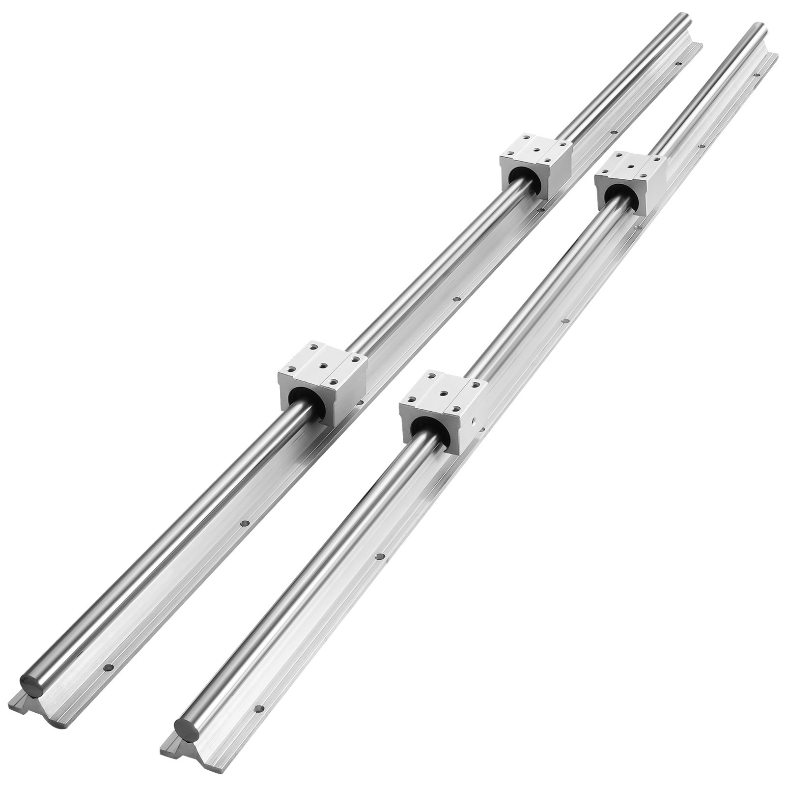 Image of Linear Guide Rail Set, Sbr16 800mm, 2pcs In/800 Mm Sbr16 Guide Rails And 4pcs Sbr16uu Slide Blocks, Linear Rails And Bearings Kit For Automated Machines Cnc Router Machines