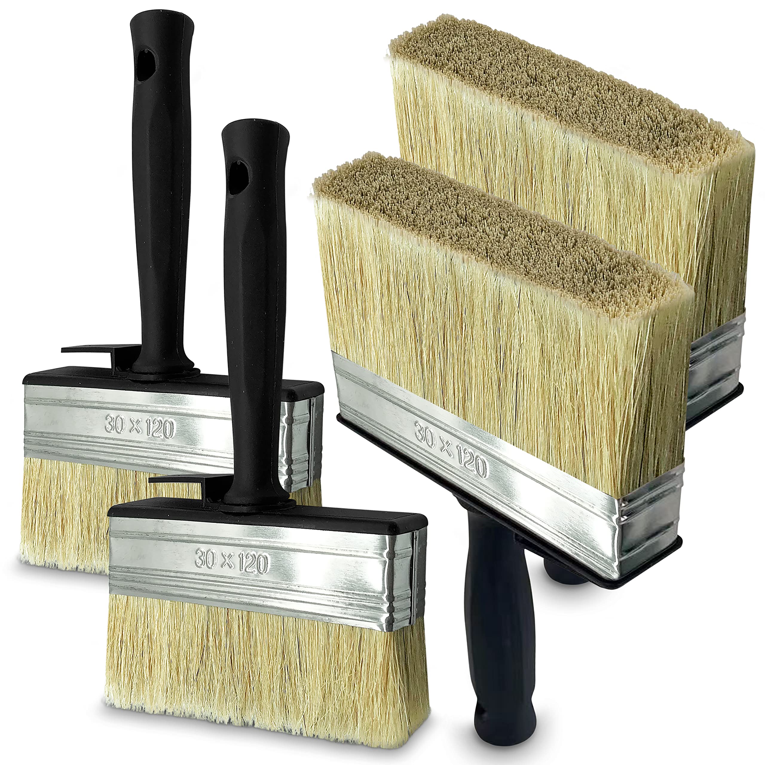 TEMU 4pcs Fence Paint Brush Set | Large For Decking, Shed & Fence Painting | Multipurpose Masonry Paint Brush & Wallpaper Brush | Wide Coverage