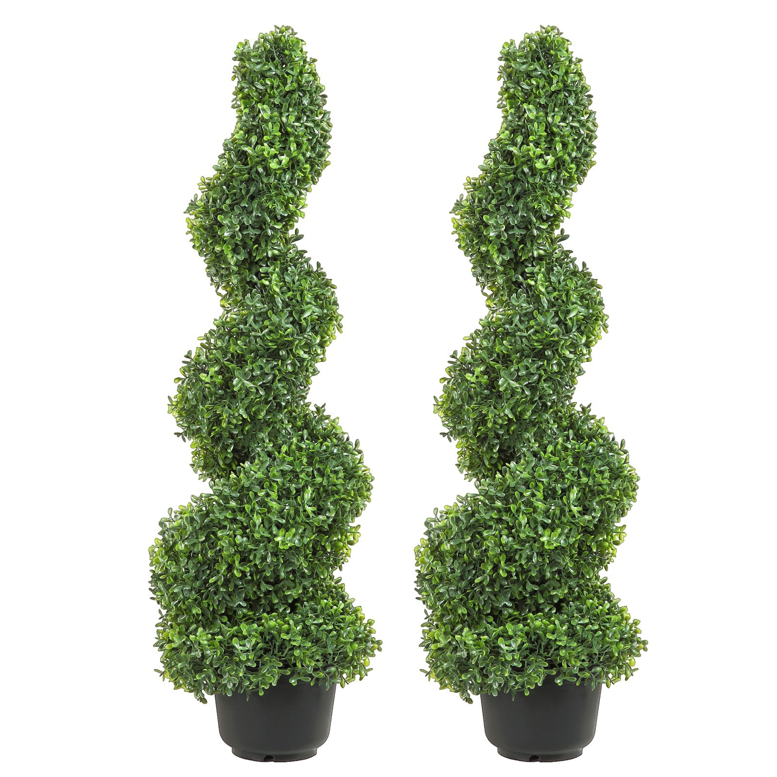 Image of Vevor Artificial Spiral Boxwood Plant 2 Trees With Pot 122 Cm Pe Faux Plants Decorative Topiary With 10 Replacement Leaves For Indoor Outdoor Balcony Entrance Decoration