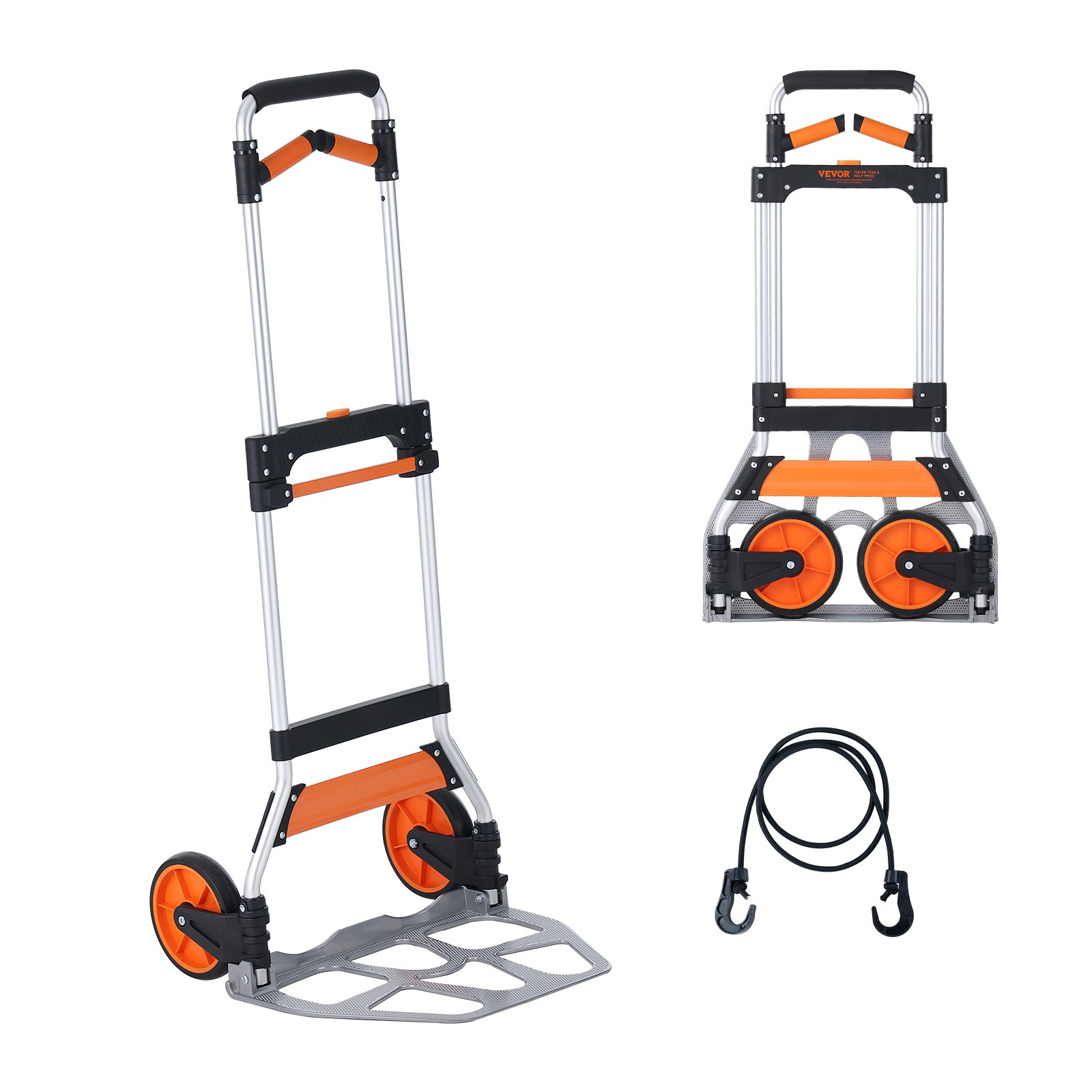 E-shop VEVOR Faltbarer Handwagen, Tragfähigkeit 309 lbs, Aluminium Tragwagen, Umwandelbarer Handwagen und Dolly mit Teleskopgriff und PP+TPR Rädern,