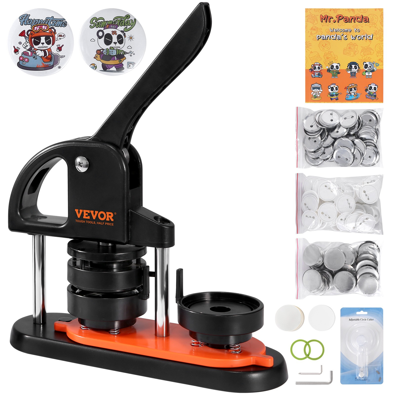 TEMU VEVOR Handmatig Badge Punch Kit 2,28 Inch Diameter 100 Stuks, Handmatig Kunststof Punching Kit voor DIY Knoppen Badges met Compleet Accessoires