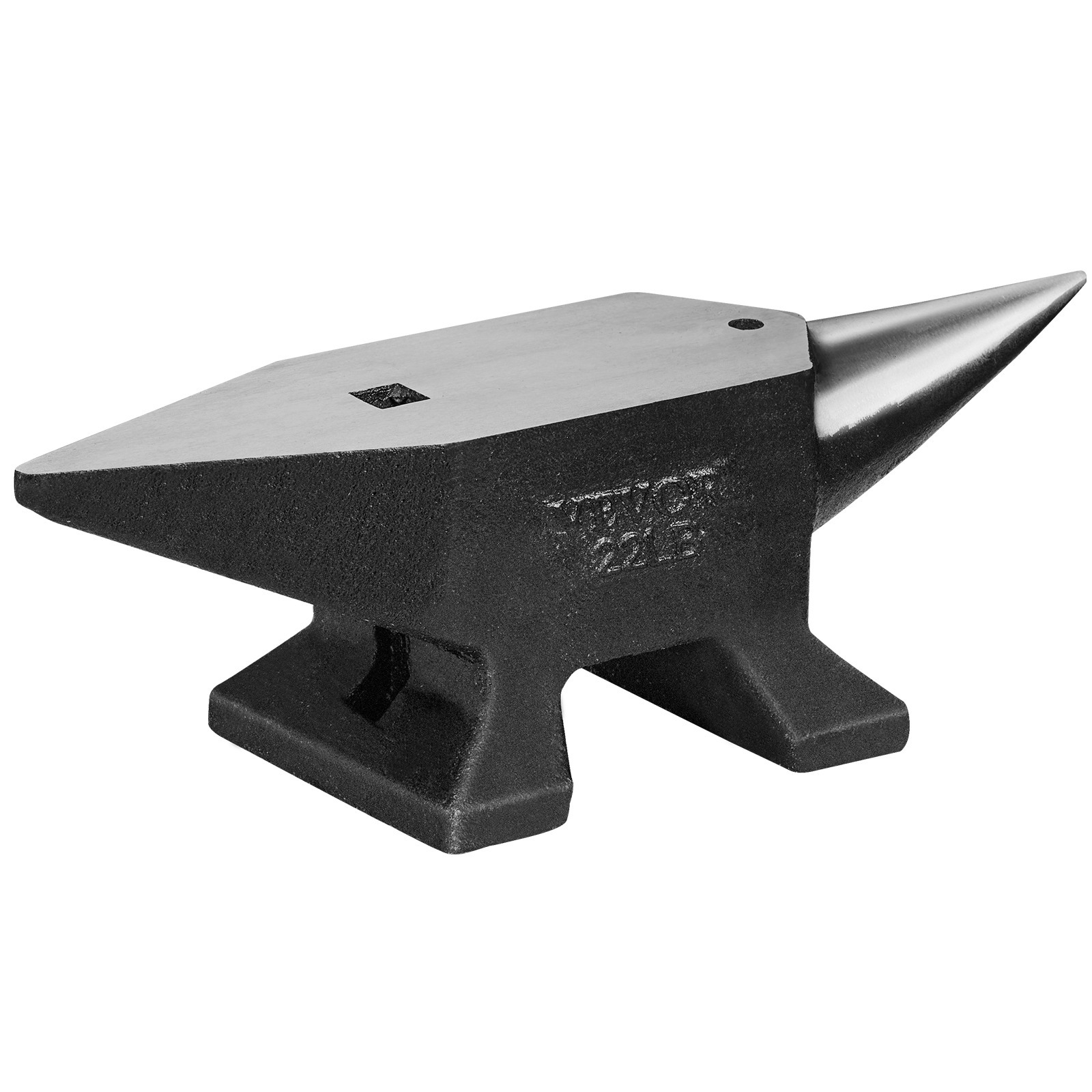 Image of Vevor Single Horn Anvil, 22lbs Cast Steel Anvil, High Hardness Rugged Round Horn Anvil Blacksmith, Large Countertop And , With Round And Square Hole, Tool For Bending And Shaping