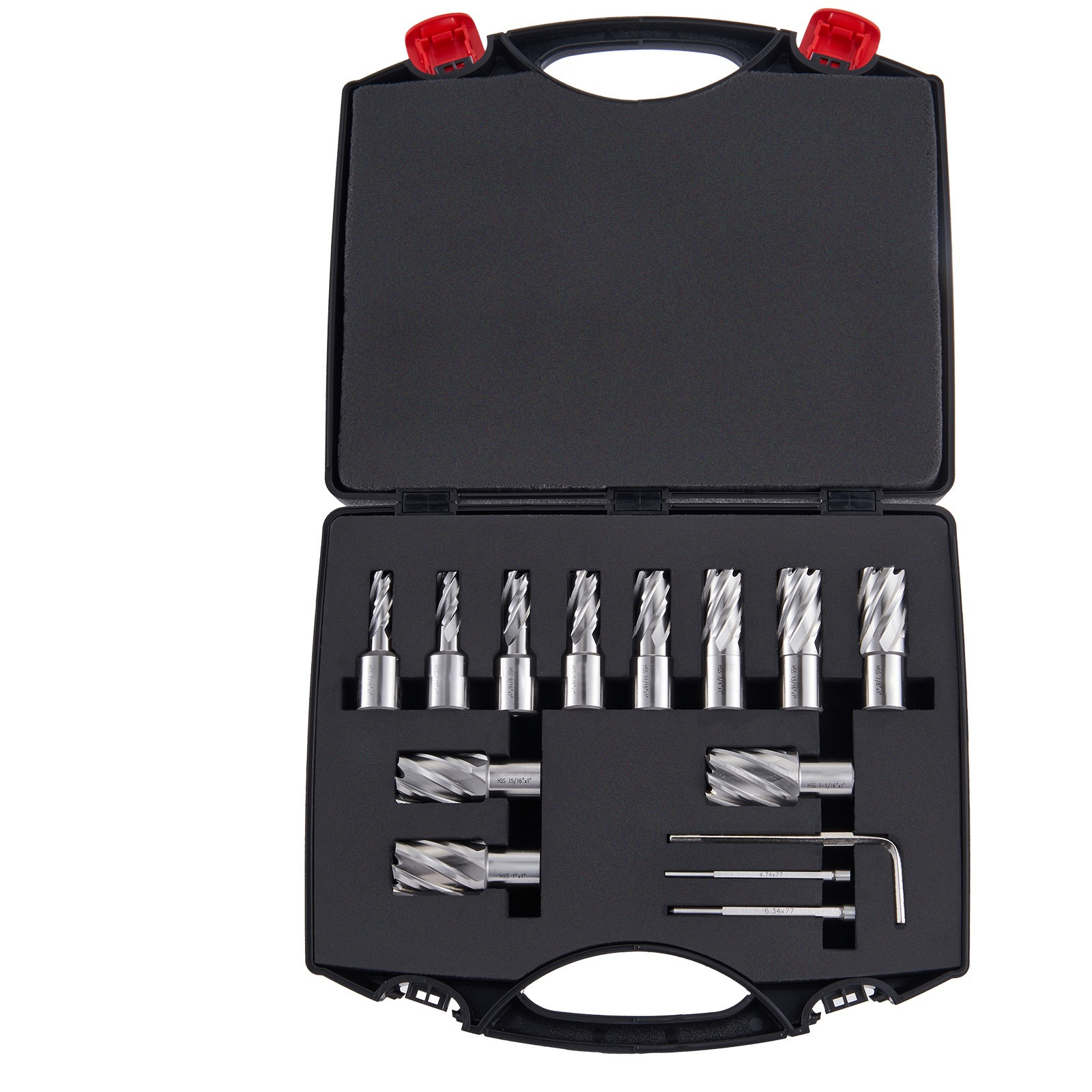 Vevor 11pcs Drill Bit Set For Annular Cutters With Weldon Shank Diameter 11-27 Mm Drilling Depth 25 Mm In Hss Steel, Drill Bit Set For Magnetic Drill Metal Drilling 13pcs