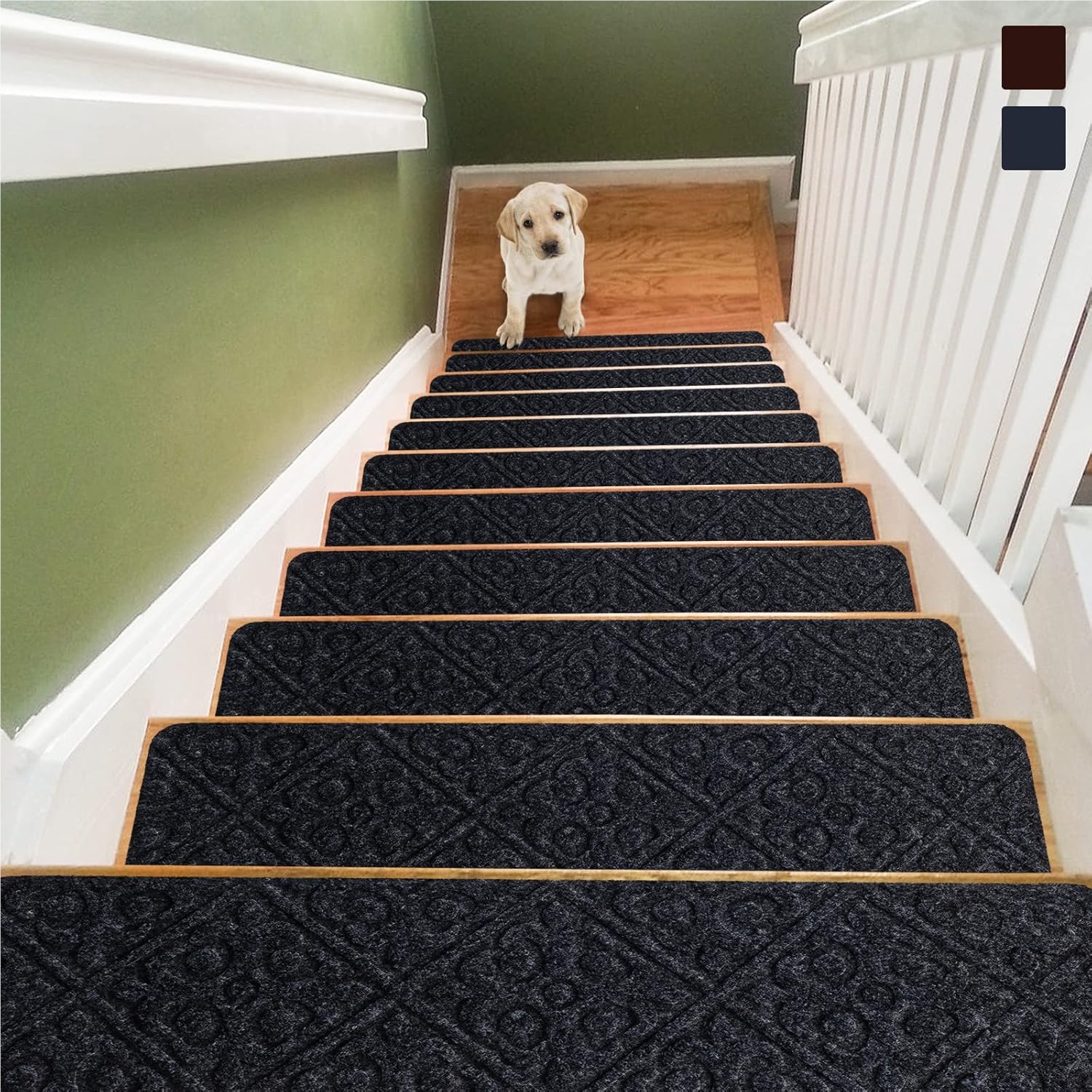 Image of 15pcs Set Of Stair Treads For Stairs, 76 X 20 Cm, Non-slip, Self-adhesive Stair Treads, Grey