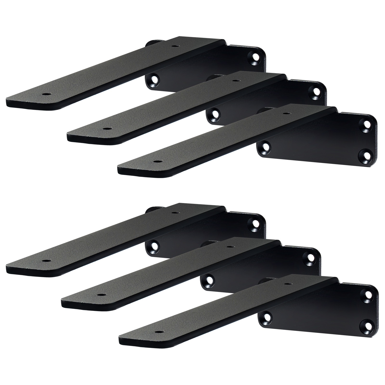 Image of Vevor Shelf Bracket, 8"l X 4"w X 1.6"h 6pcs, Heavy Duty Floating Shelf Brackets, Brackets For Shelves, 5mm Thick Matte Black L Shelf Bracket, Steel Shelving Brackets With 160 Lbs Load Capacity