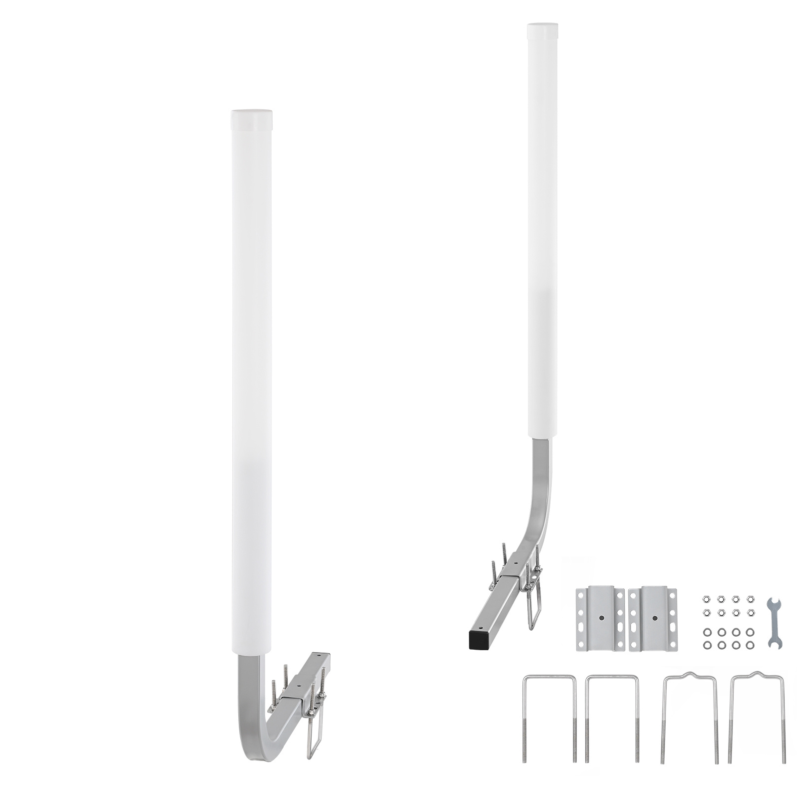 Image of Vevor Boat Trailer Guide, 1.1m Adjustable Design Trailer Guide Poles, 2pcs Rustproof Galvanized Steel Trailer Guide Ons, Trailer Guides With Pvc Pipes, For Ski Boat, Fishing Boat Or Sailboat Trailer