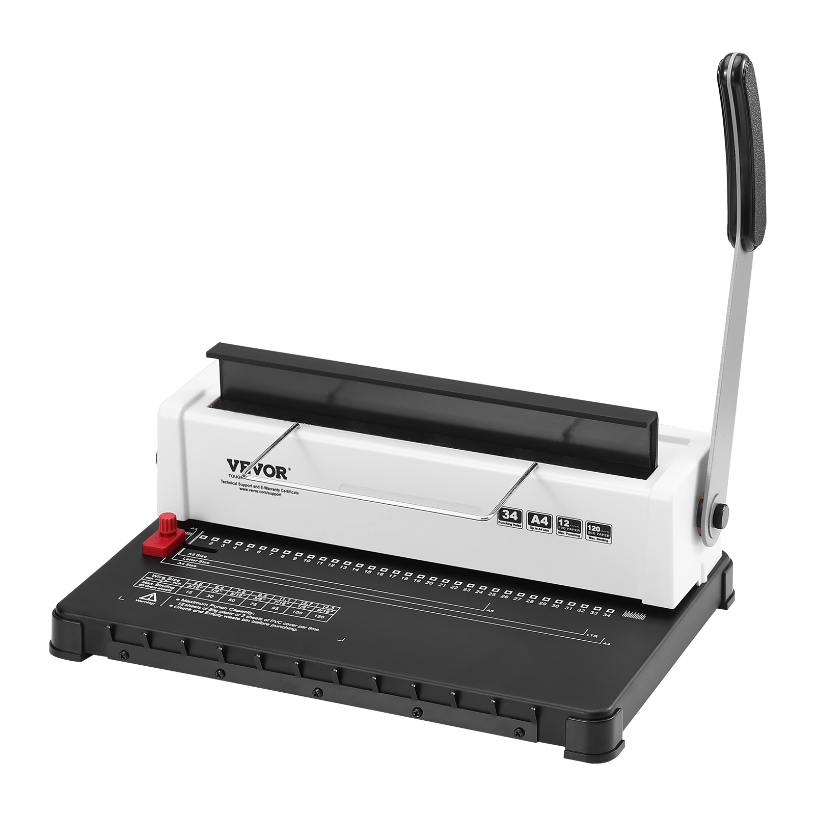 E-shop VEVOR Spiralbindemaschine, manueller 34-Loch-Bindung 120 Blatt, Locher-Binder einstellbar 3/16" - 9/16" Spiralbindungsrücken, für Letter-Format,