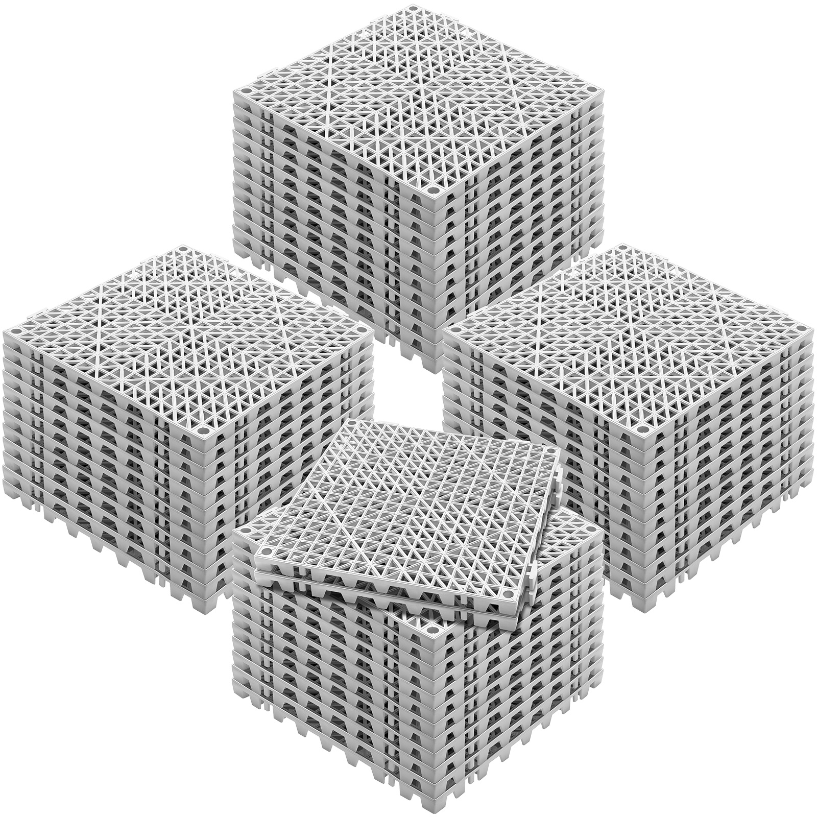 Vevor Modular Interlocking Cushion, 50 X 30 Cm Splicing Drainage Mats, Soft Pvc Interlocking Drainage Floor Tiles, Non-slip Drainage Holes For Restroom, Bathroom, Kitchen, Pool, Wet Area, Gray