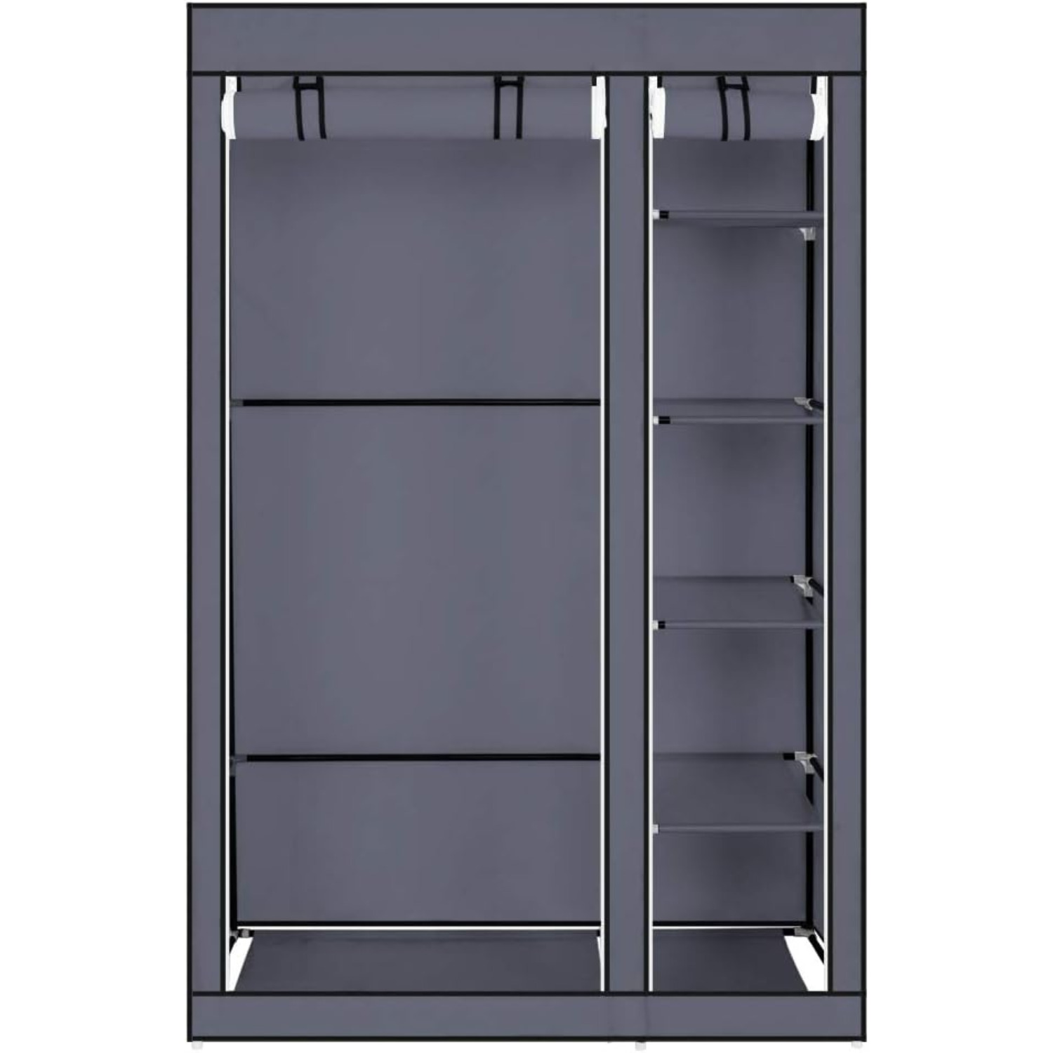 E-shop Bonnlo Kleiderschrank, Stoffschrank mit Kleiderstange und Ablagen , Stoffkleiderschrank für Schlafzimmer, 110 x 45 x 175 cm, viel Stauraum,