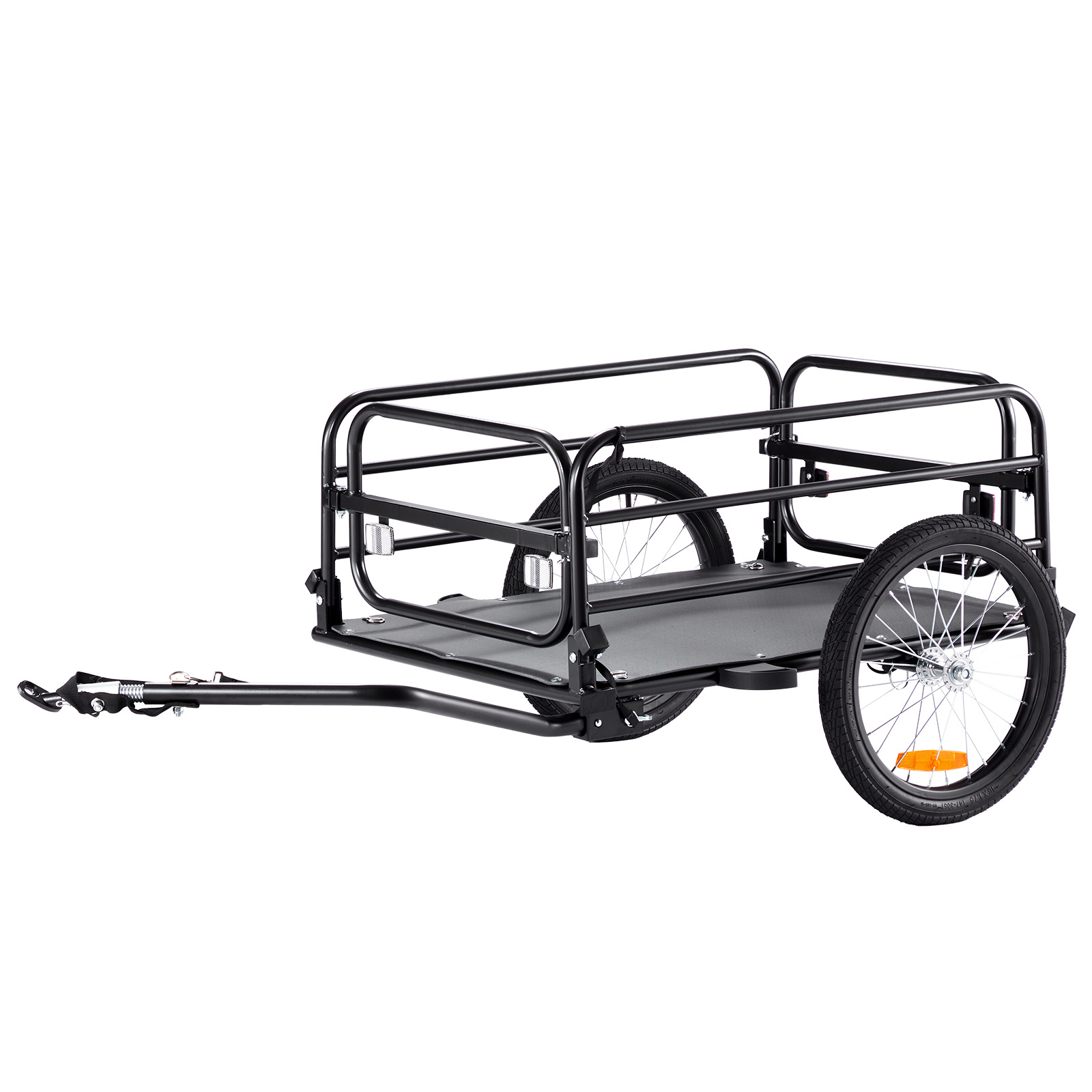 Image of Vevor Bike Cargo Trailer, 160 Lbs Load Capacity, Heavy-duty Bicycle Wagon Cart, Foldable Compact Storage & Quick Release With Universal Hitch, 16" Wheels, Safe Reflectors, Fits 22"-28" Bike Wheels