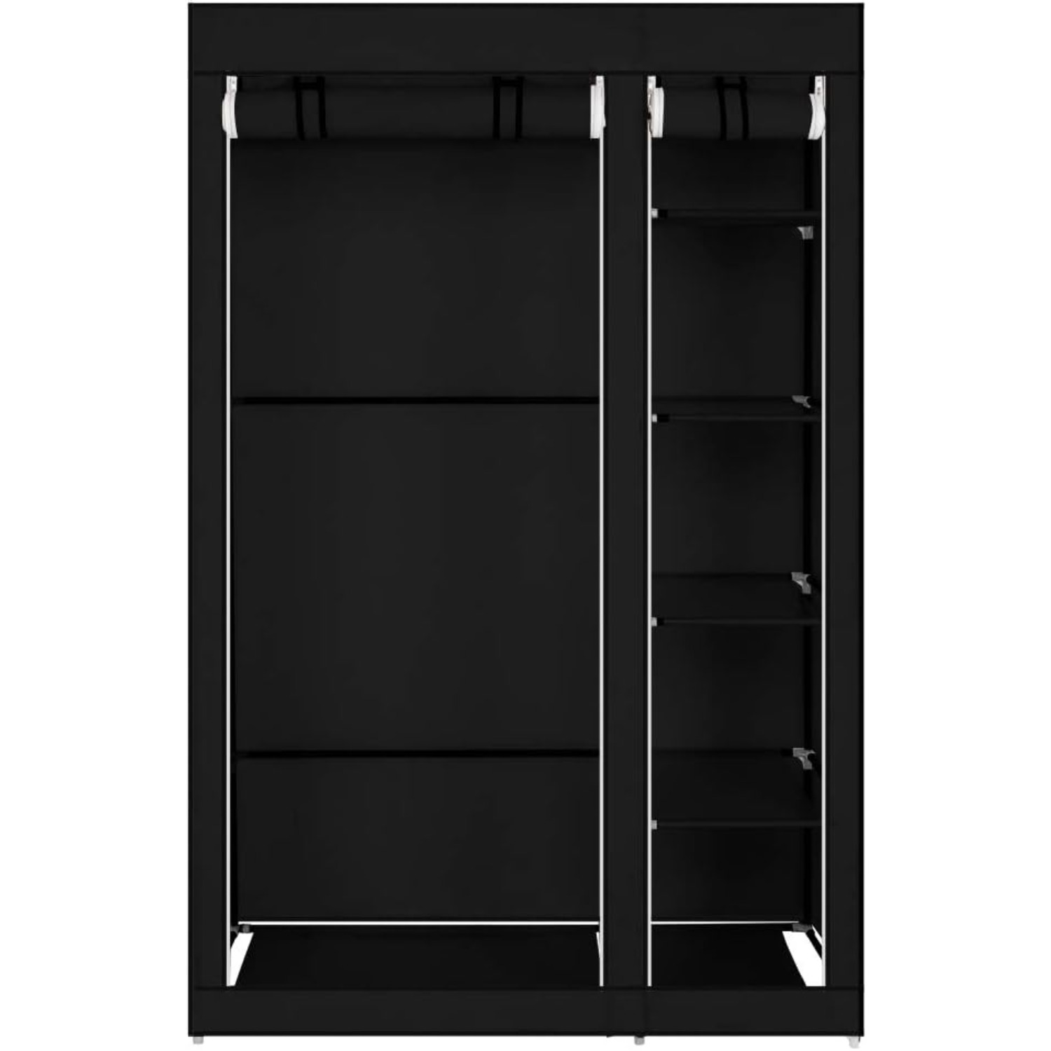 Image of Bonnlo Wardrobe, 110 X 45 X 175 Cm, Fabric Wardrobe With Hanging Rail And Shelves Stable, Fabric Closet For Bedroom, Of Space, Foldable, Black