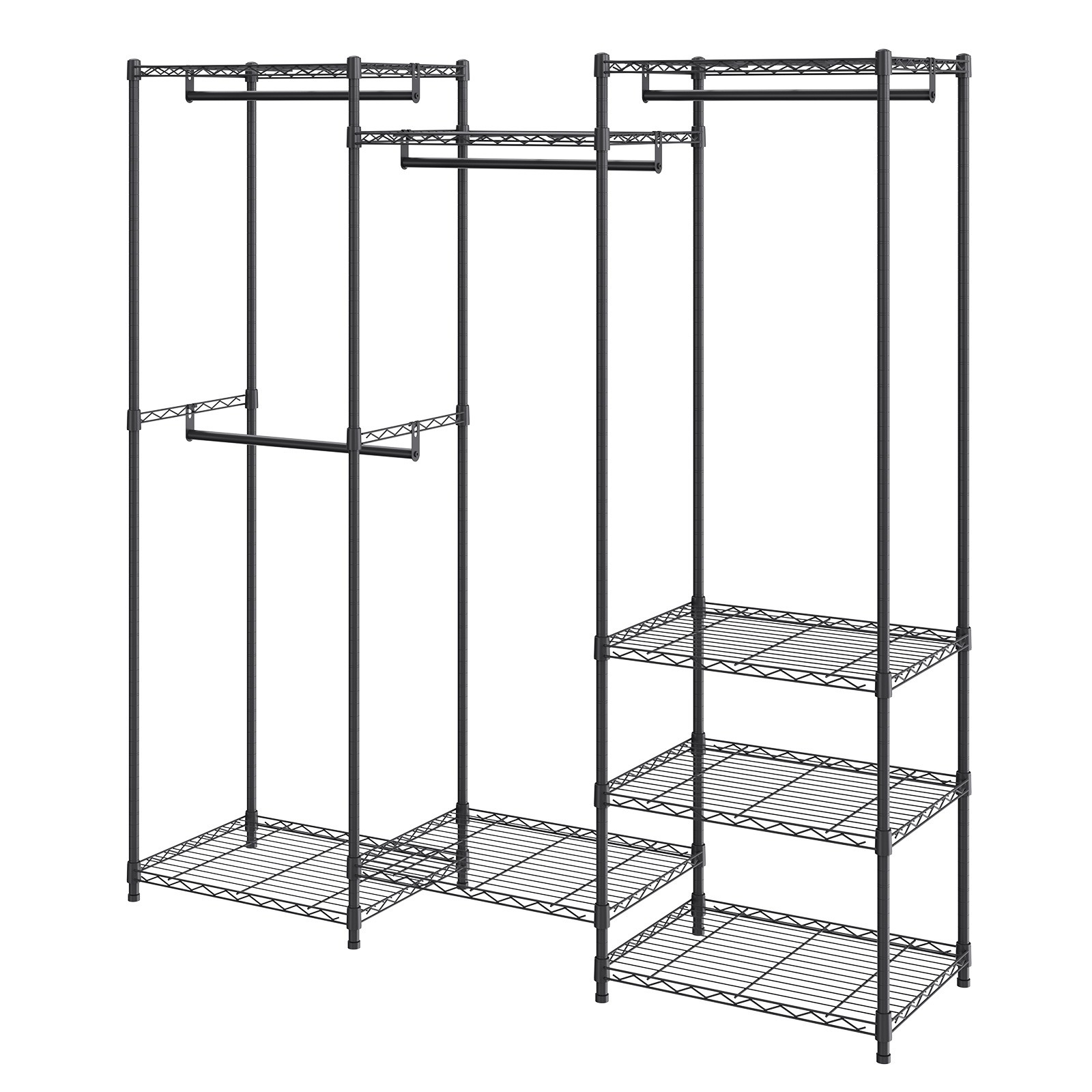 Image of Vevor Heavy Duty Clothes Rack, Rolling Clothing Garment Rack With 4 Hang Rods & 8 Storage Tiers, Adjustable Closet Rack, Freestanding Wardrobe For Hanging Clothes, 800 Lbs Load Capacity