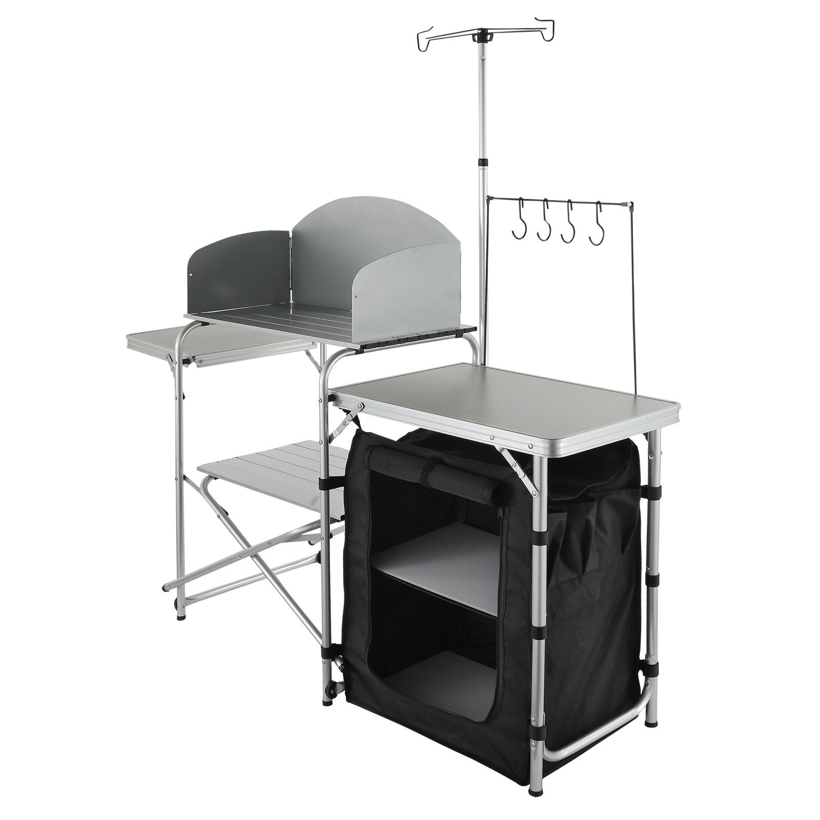 TEMU Vevor Camping Kitchen Table Folding Portable Cook Cupboard & Windscreen