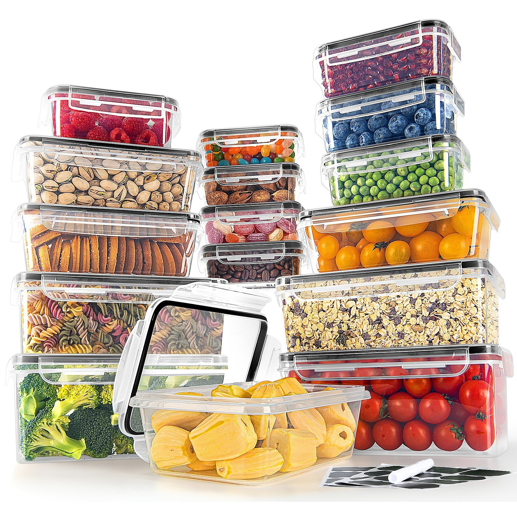 

Food Storage Containers With 16 Pieces - Set Extremely Leakproof Freezer Containers - Meal Prep Boxes For Dishwasher Microwave Refrigerator Freezer Safe