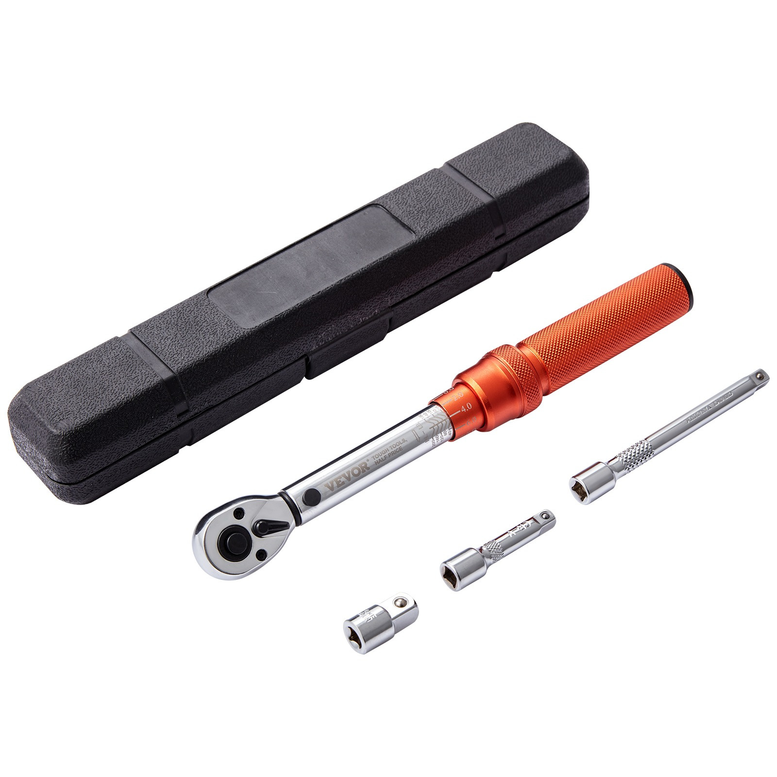 Image of Vevor Torque Wrench, 1/4-inch Torque Wrench 20-200in.lb/3-23n.m, Dual- Adjustable Torque Wrench Set, Mechanical Dual Range Scales Torque Wrench Kit With Adapters Extension Rod