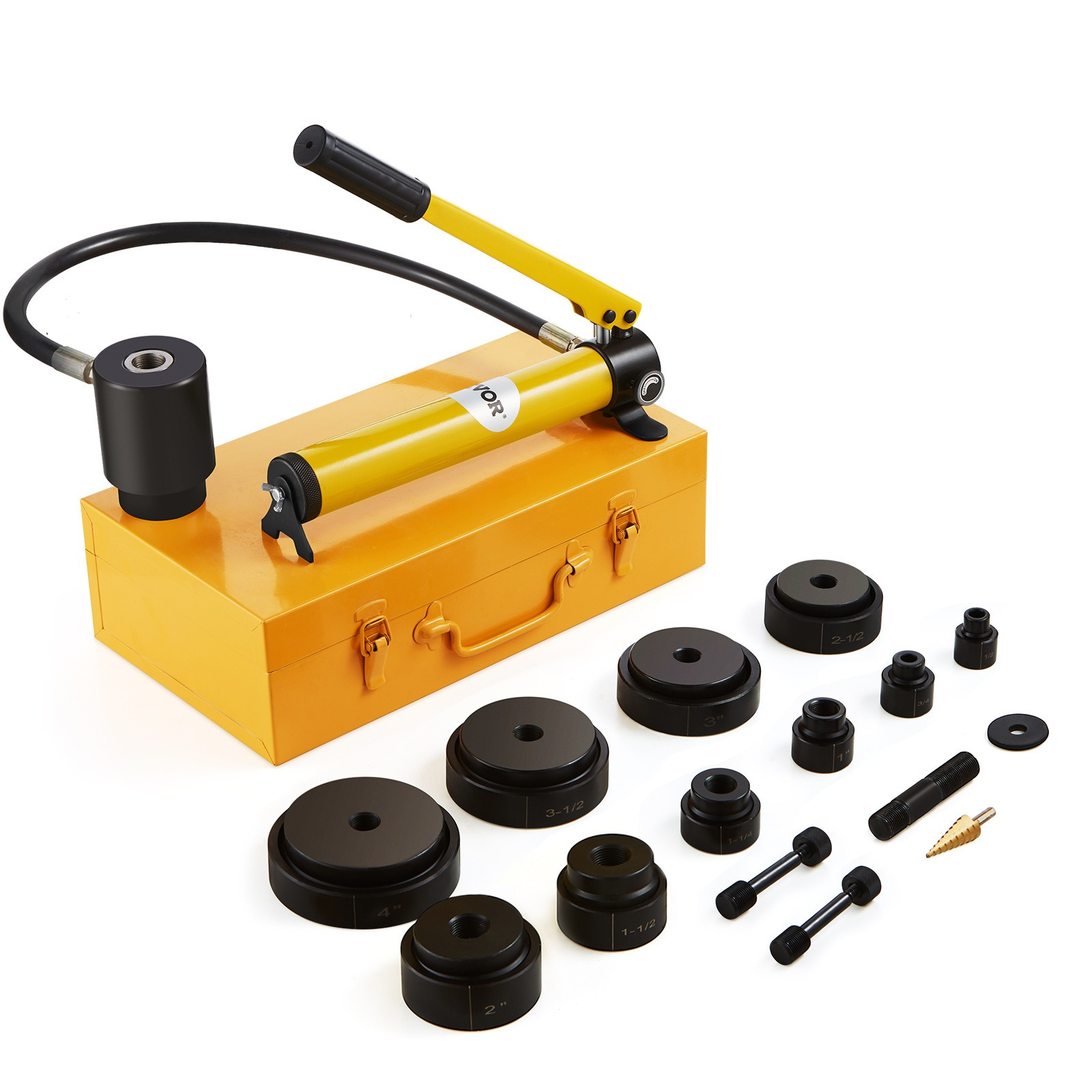 Vevor 15 Ton Hydraulic Punch Driver Kit Hole Tool 1/2"-4" With 10 Dies