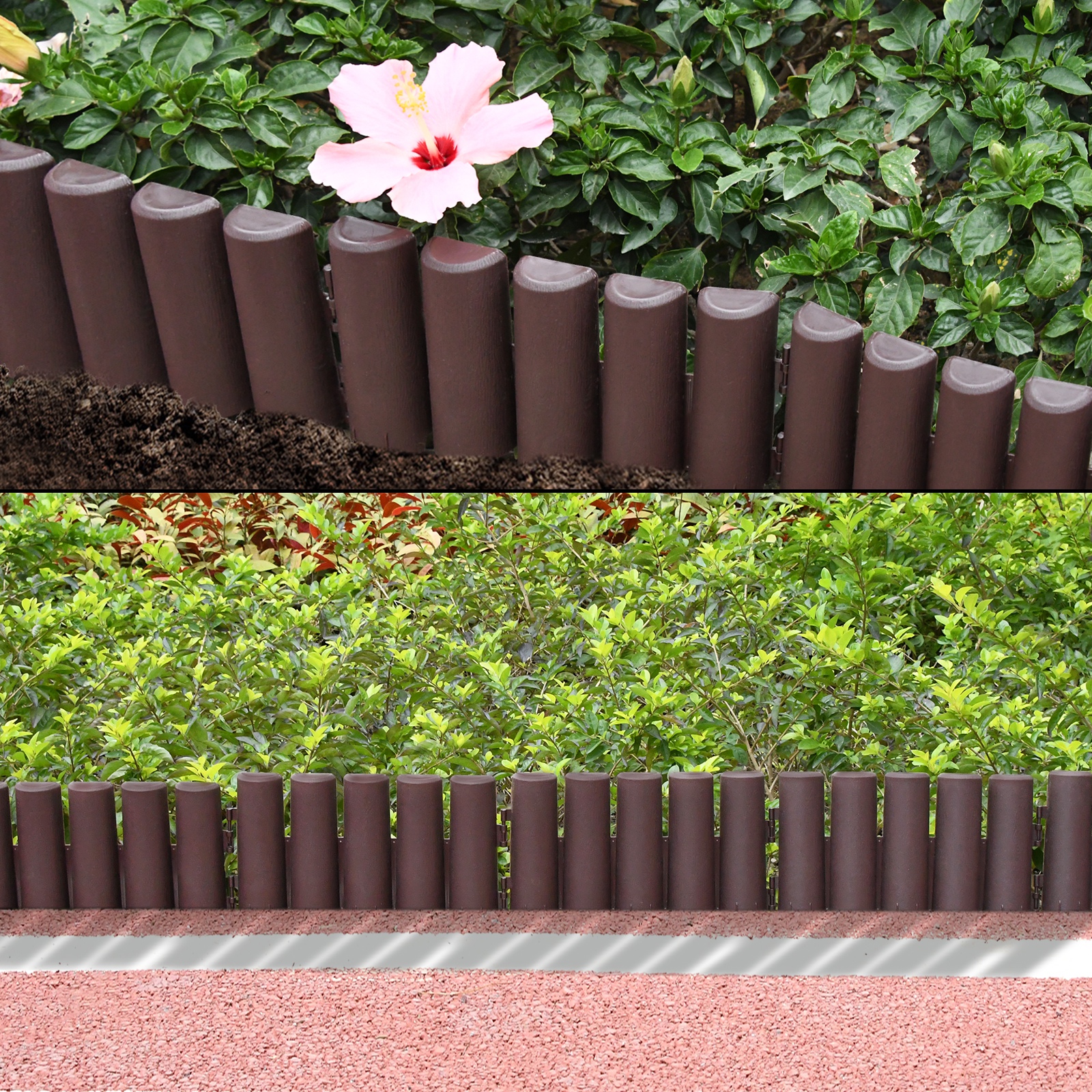 

280cm/560cm/840cm Lawn Edging Set Made Of Plastic Decorative Mowing , , Garden Bed For Of Private Garden And Yard (/brown)