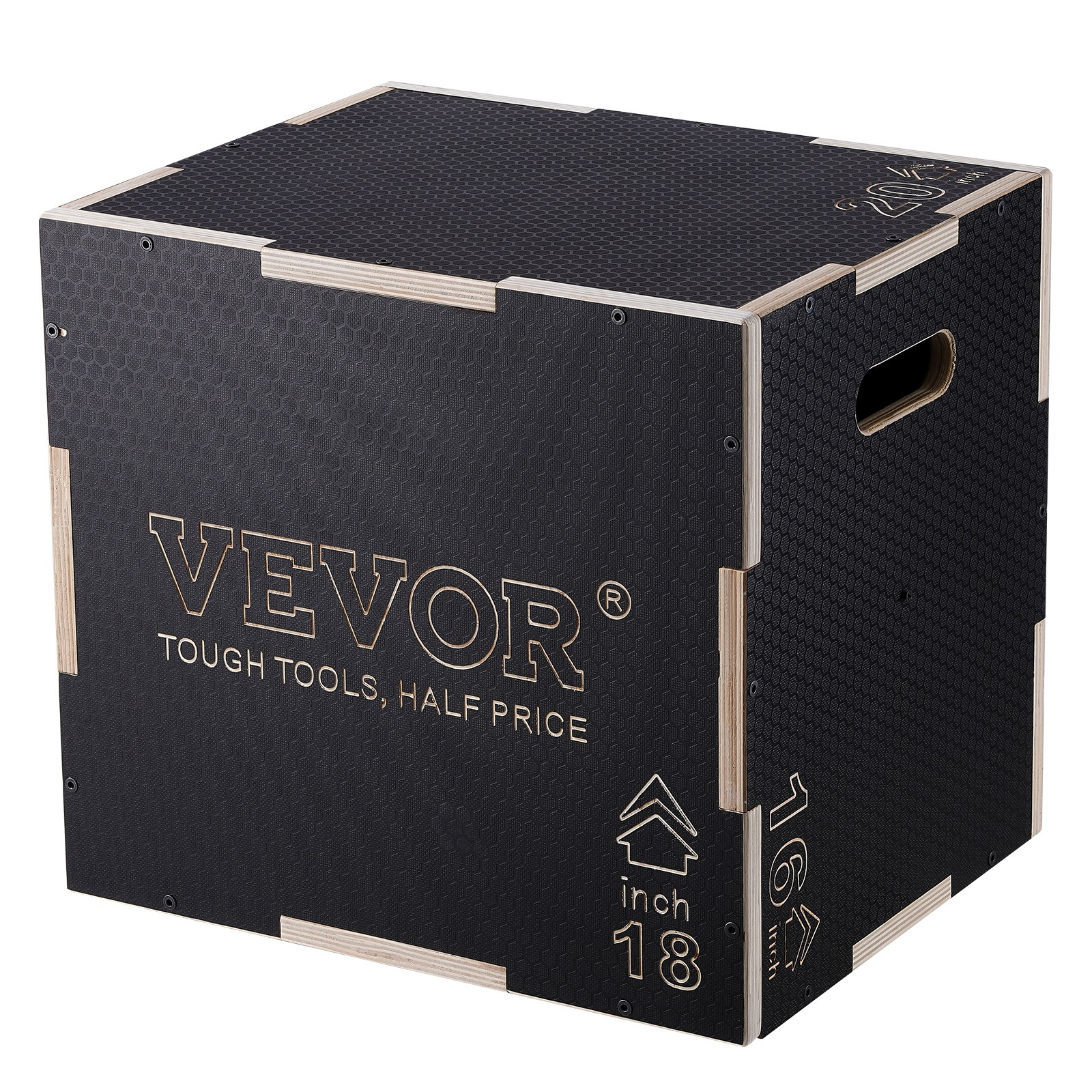 Image of Vevor 3 In 1 Plyometric Jump Box, 20/18/16 Inch Wooden Plyo Box, Platform & Jumping Agility Box, Anti-slip Fitness Exercise Step Up Box For Home Gym Training, Conditioning Strength Training, Black