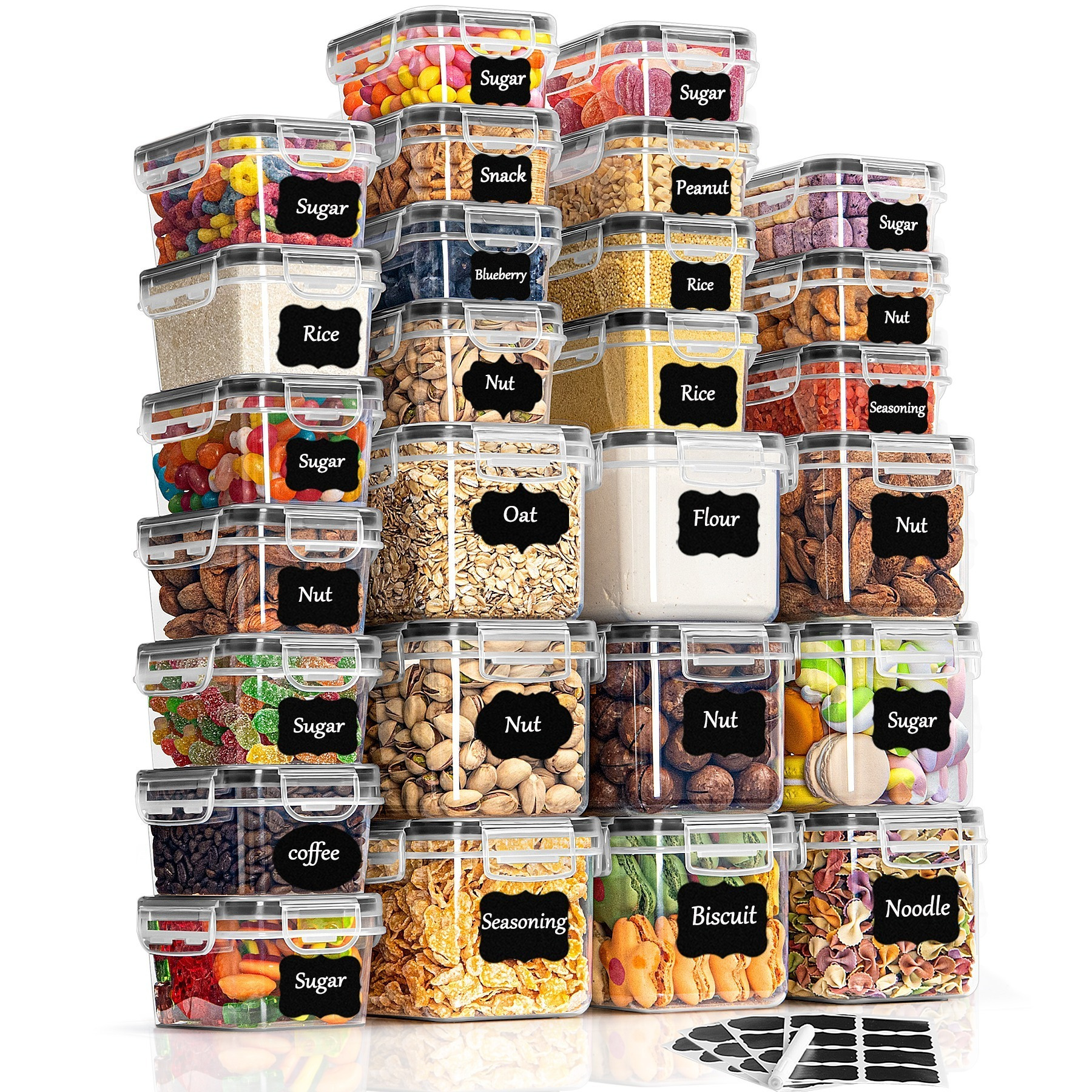 

Airtight Storage Containers With : 27-piece Storage Box Set For Kitchen Storage Of Flour, Cereal, Sugar