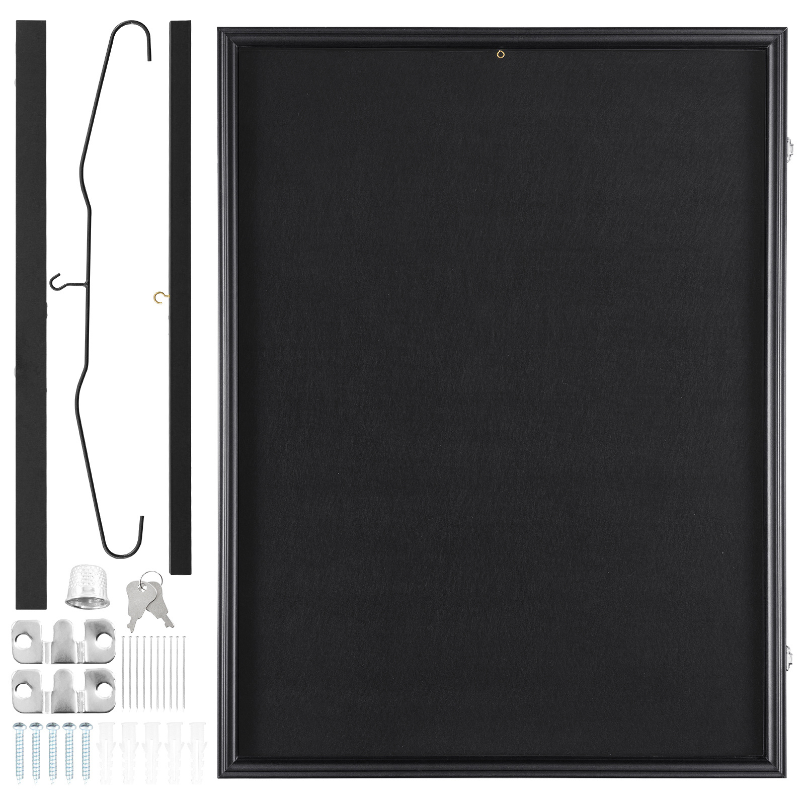 Vevor Display Frame Case, 23.3 X 31.2 X 1.5 In, Large Lockable Sport Shadow Box With 98% Uv Protection Pc Glass And Hangers, For Baseball Basketball Football Hockey Shirt And Uniform
