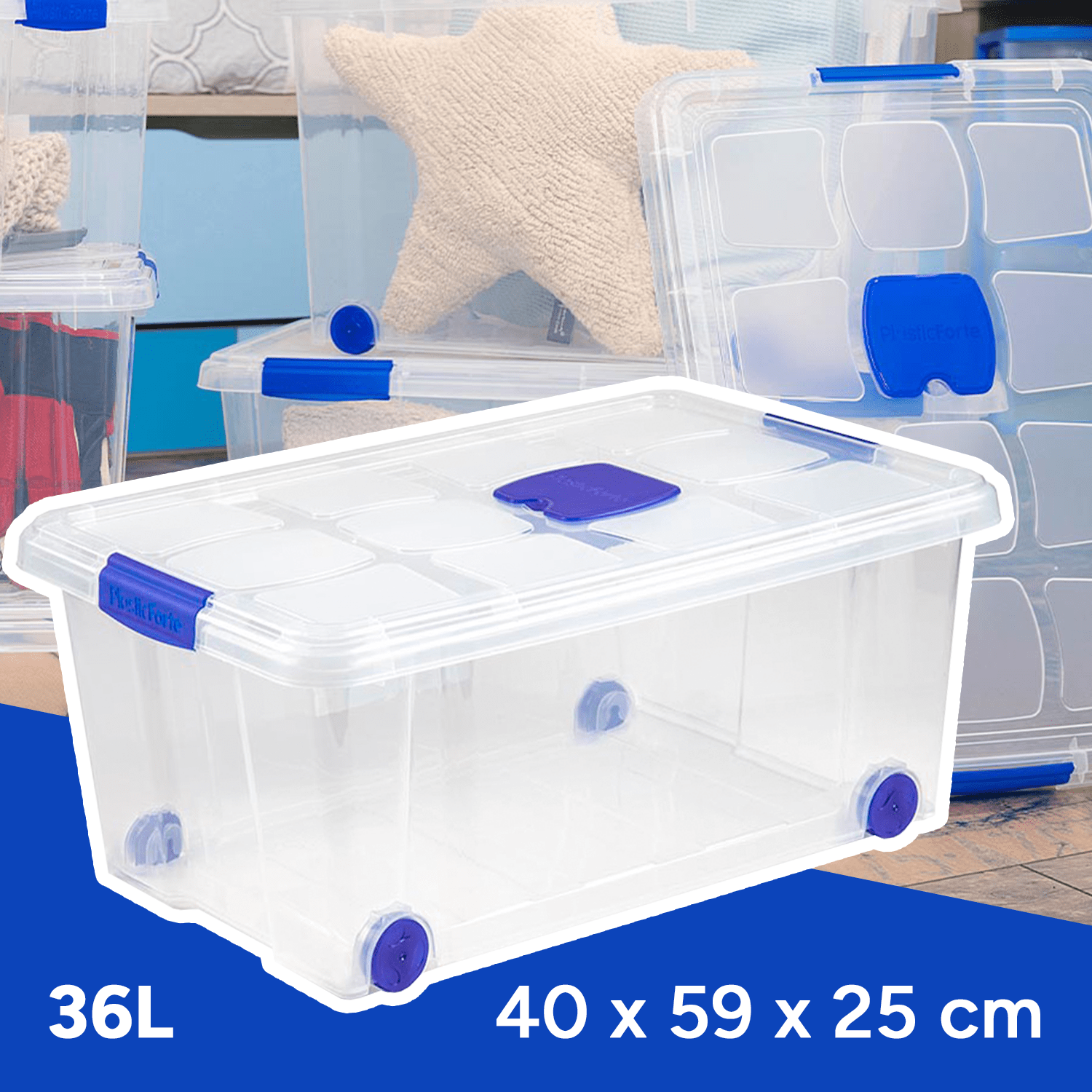 TEMU Scatola di Plastica per Organizzare Giocattoli, Libri, Documenti e Coperte - Chiusura , Grande Capacit� e Resistente - Dekohome