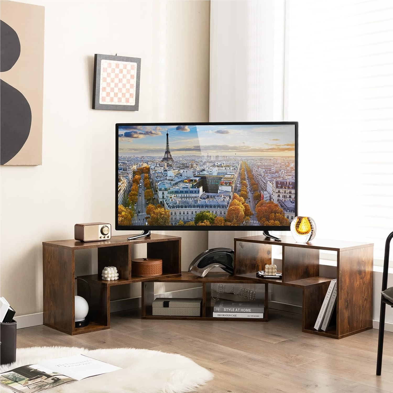 Image of Wooden Tv Cabinet, 3 Pieces, Combinable, Tv Stand For Televisions Up To 65 Inches, Brown